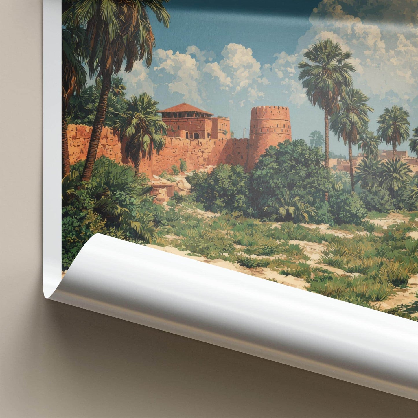 Jahra Poster - Kuwait Travel Print - Desert Fort Palms Lounge Decor