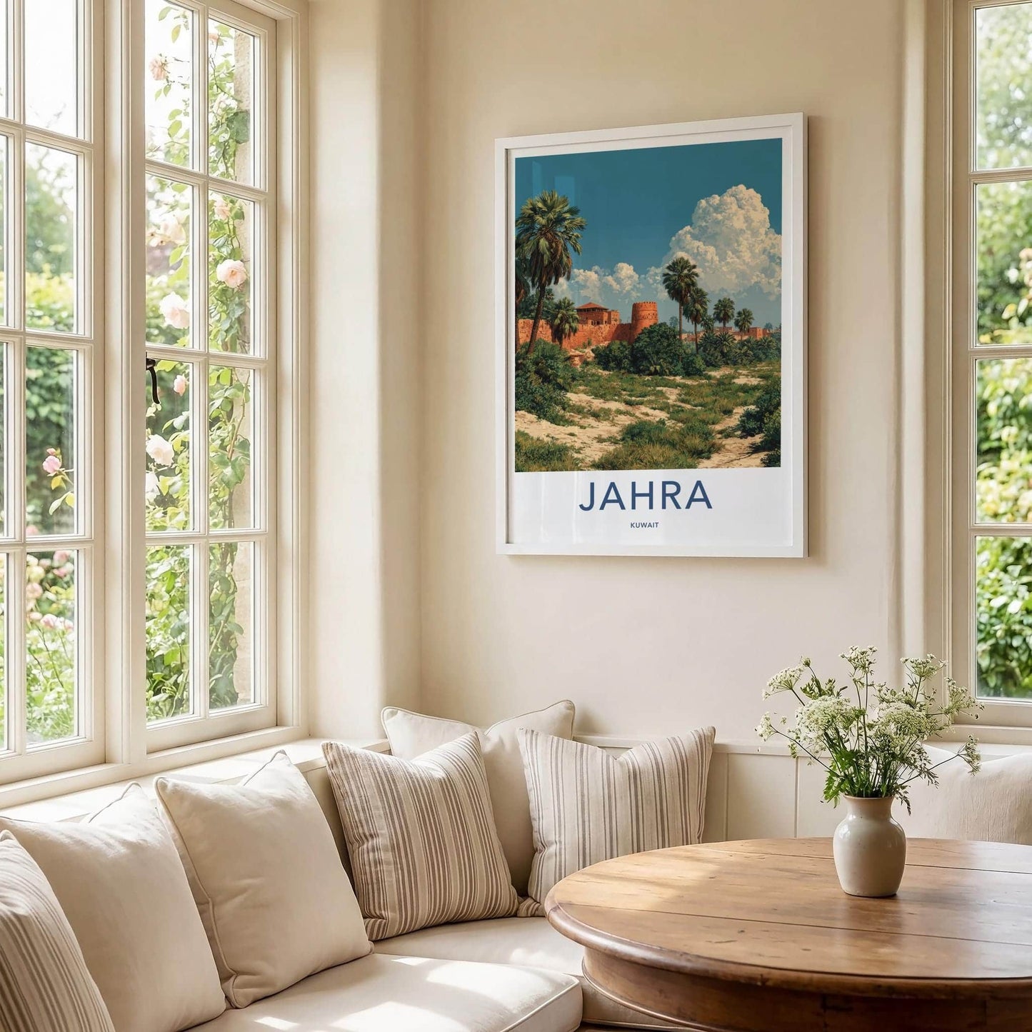 Jahra Poster - Kuwait Travel Print - Desert Fort Palms Lounge Decor