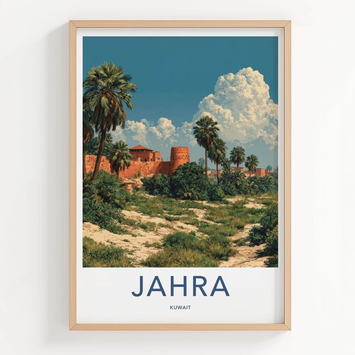 Jahra Poster - Kuwait Travel Print - Desert Fort Palms Lounge Decor