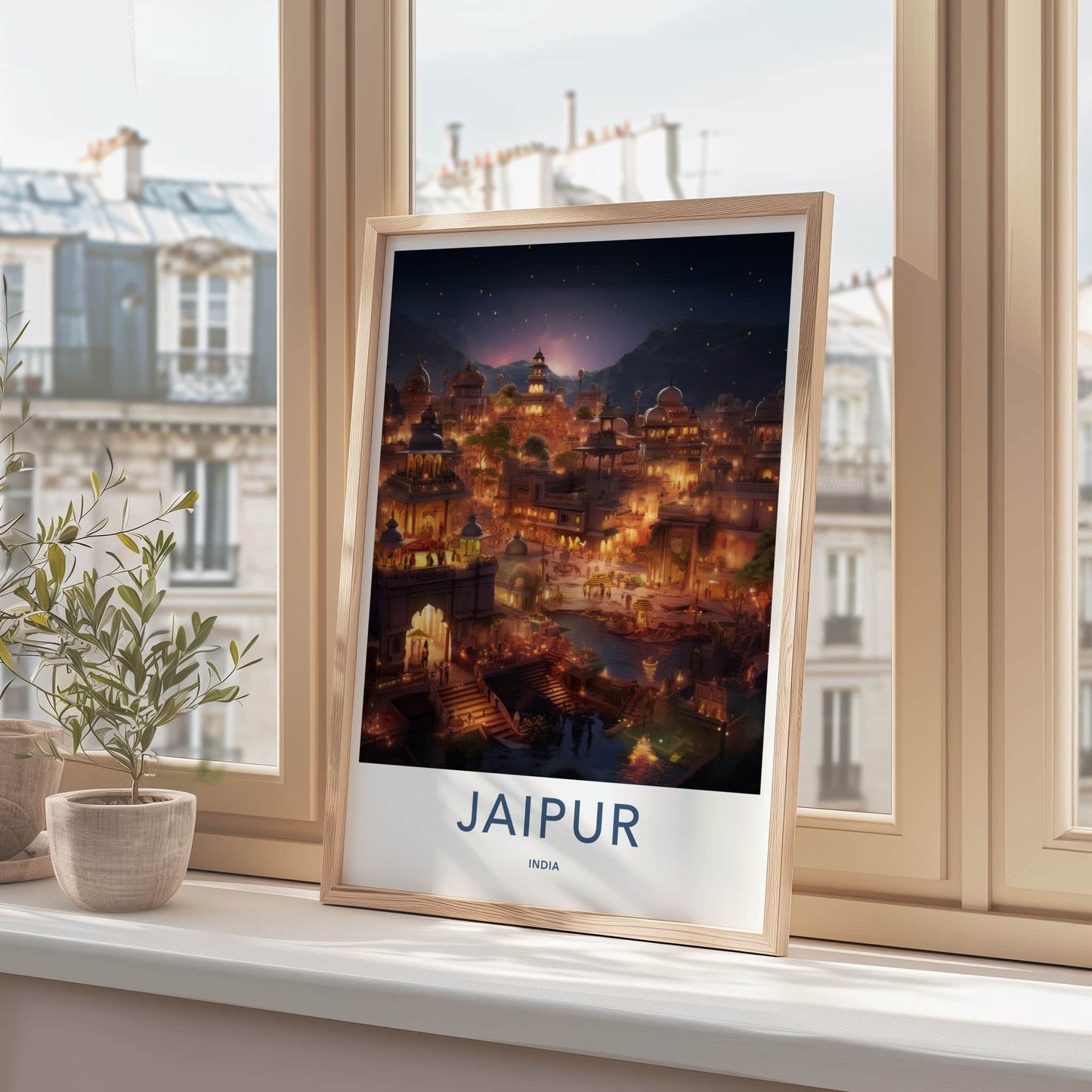 Jaipur Poster - India Travel Art - Rajasthan Evening Lights Home Decor