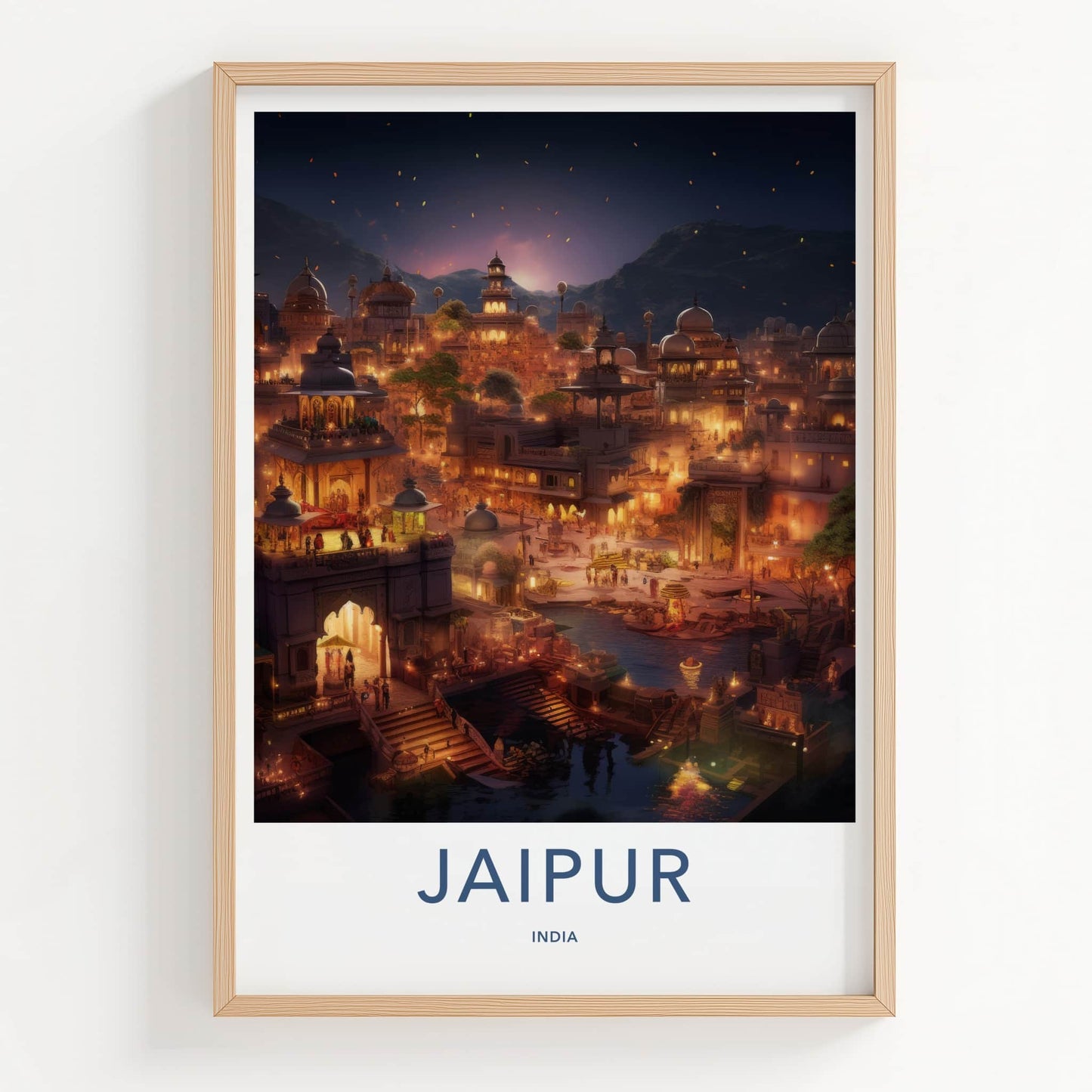 Jaipur Poster - India Travel Art - Rajasthan Evening Lights Home Decor