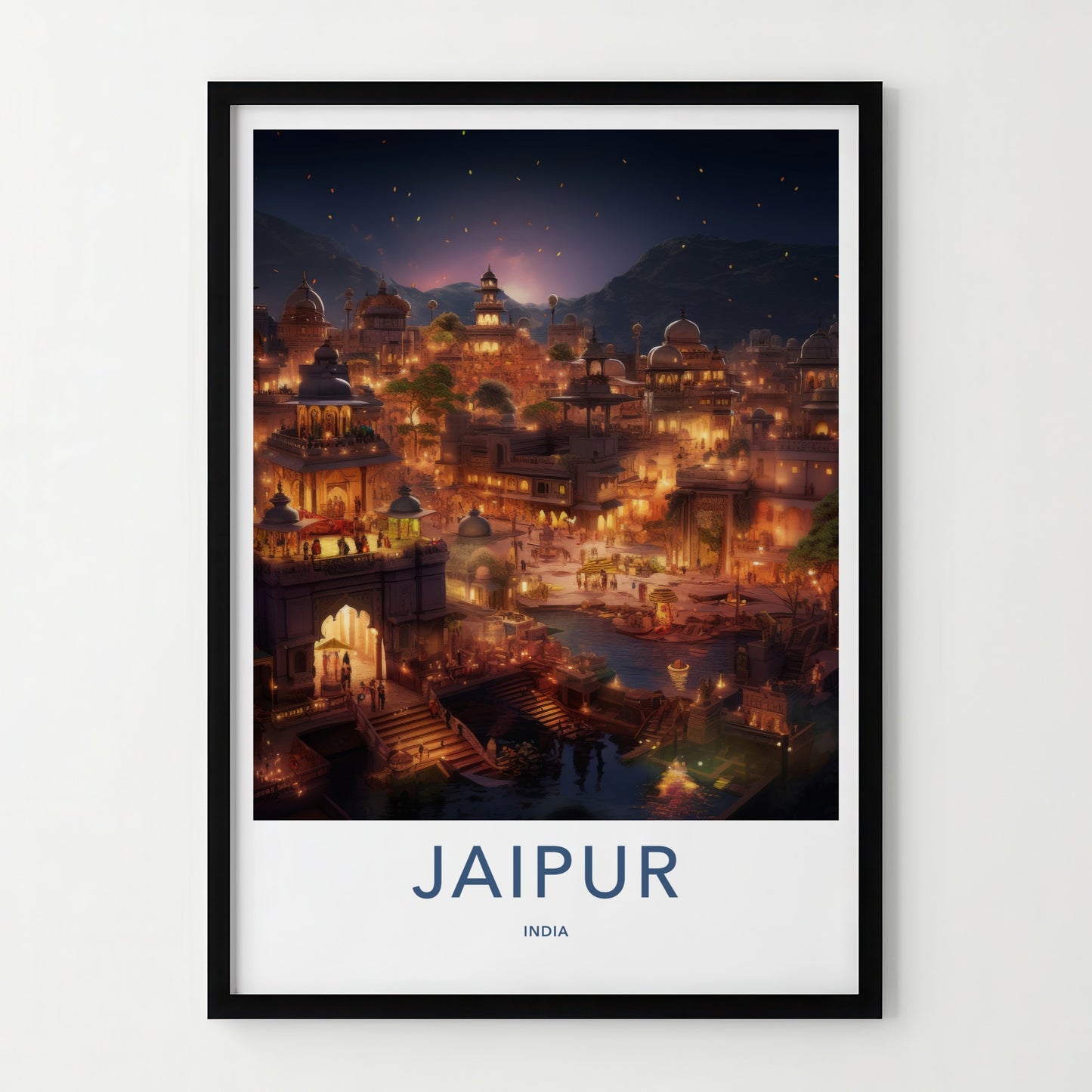 Jaipur Poster - India Travel Art - Rajasthan Evening Lights Home Decor