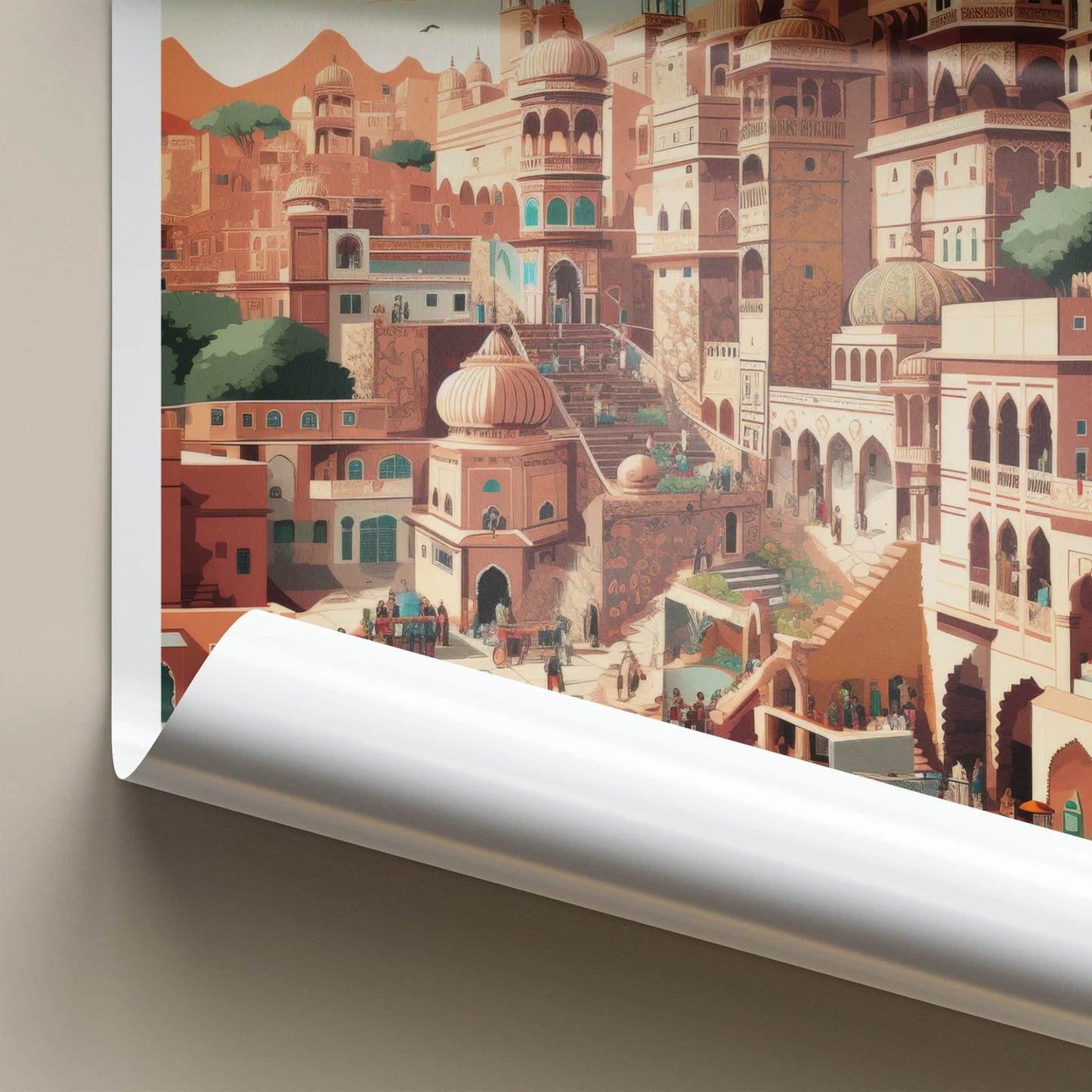 Jaipur Poster - India Travel Art - Rajasthan Ornate Domes Home Decor
