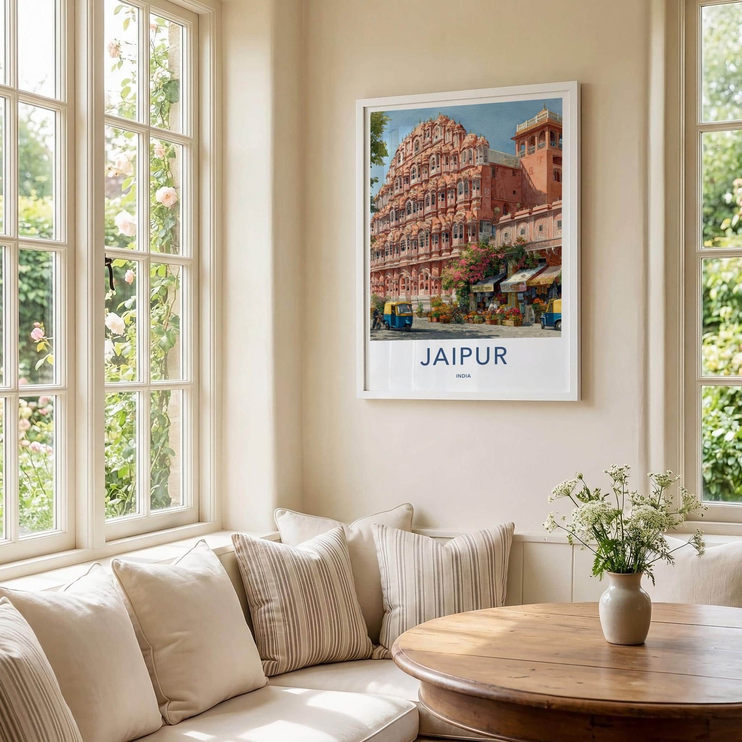 Jaipur Poster - India Travel Art - Rajasthan Ornate Pink Palace Home Decor