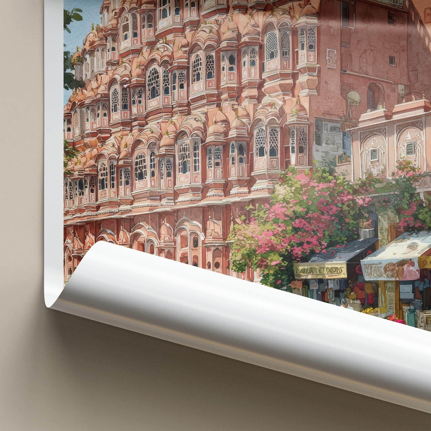 Jaipur Poster - India Travel Art - Rajasthan Ornate Pink Palace Home Decor