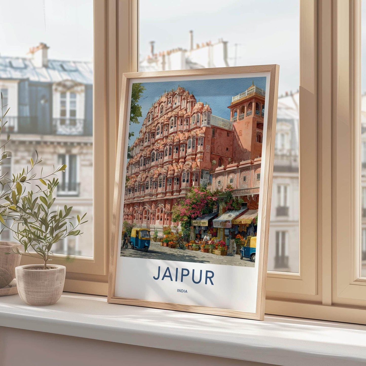 Jaipur Poster - India Travel Art - Rajasthan Ornate Pink Palace Home Decor