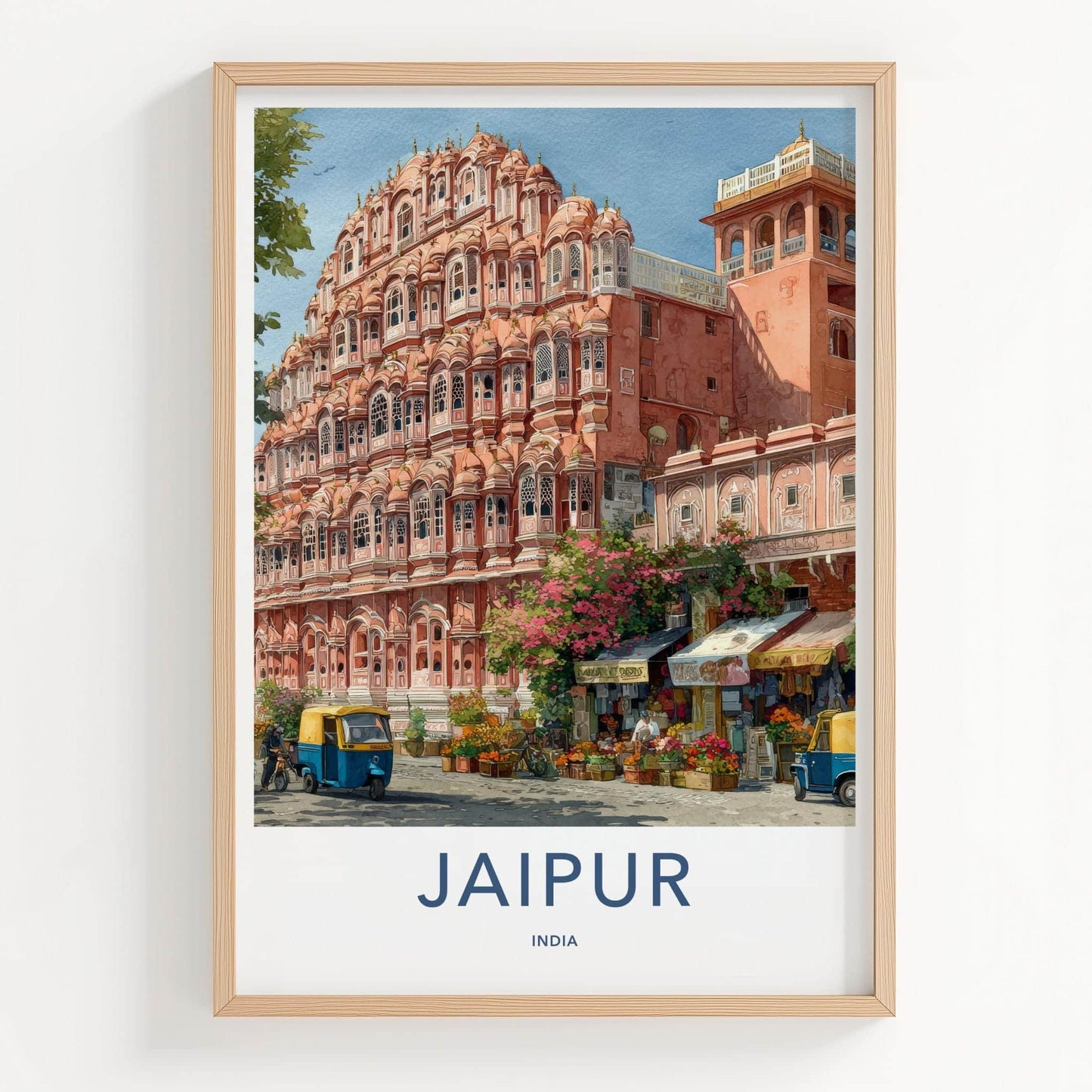 Jaipur Poster - India Travel Art - Rajasthan Ornate Pink Palace Home Decor