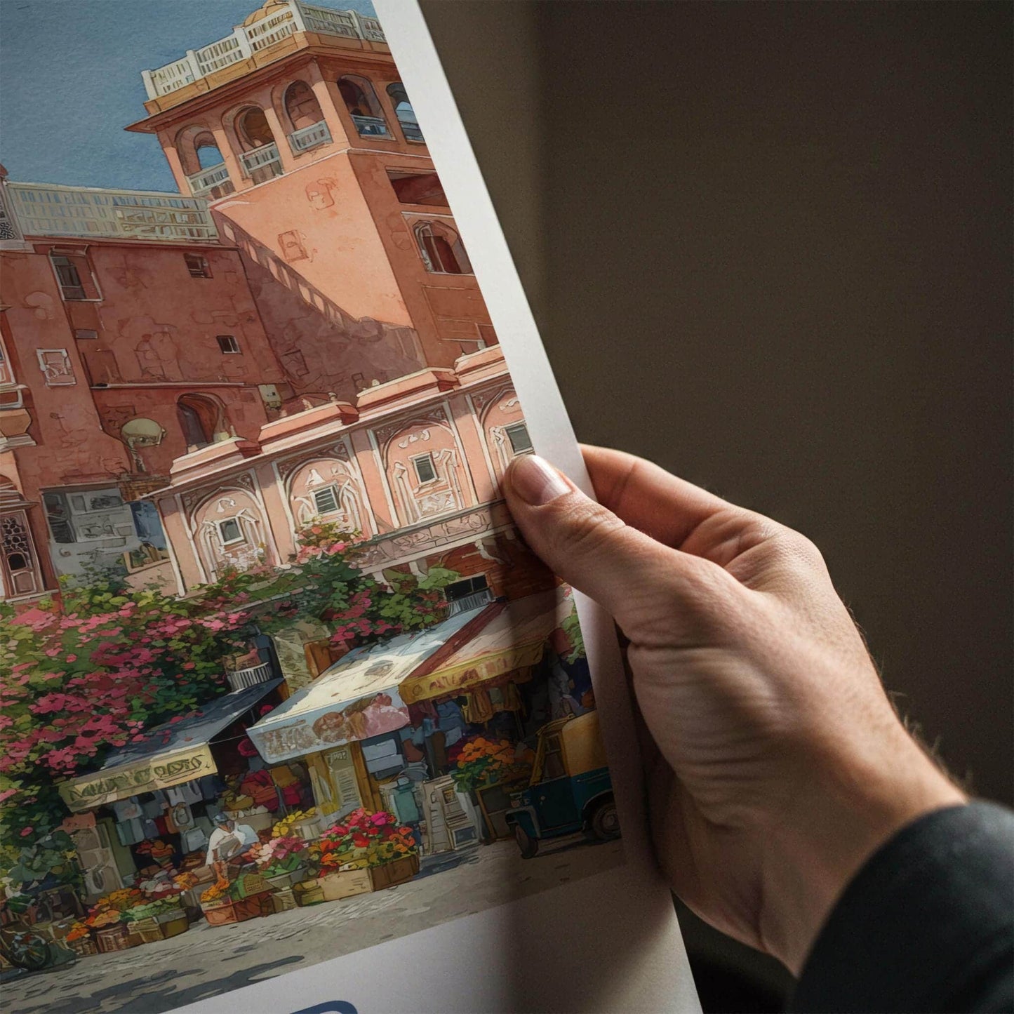 Jaipur Poster - India Travel Art - Rajasthan Ornate Pink Palace Home Decor