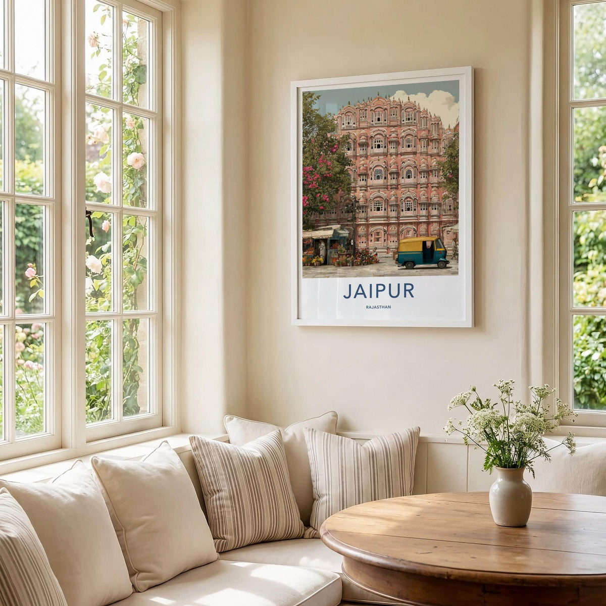 Jaipur Poster - India Travel Art - Rajasthan Pink Palace Facade Home Decor