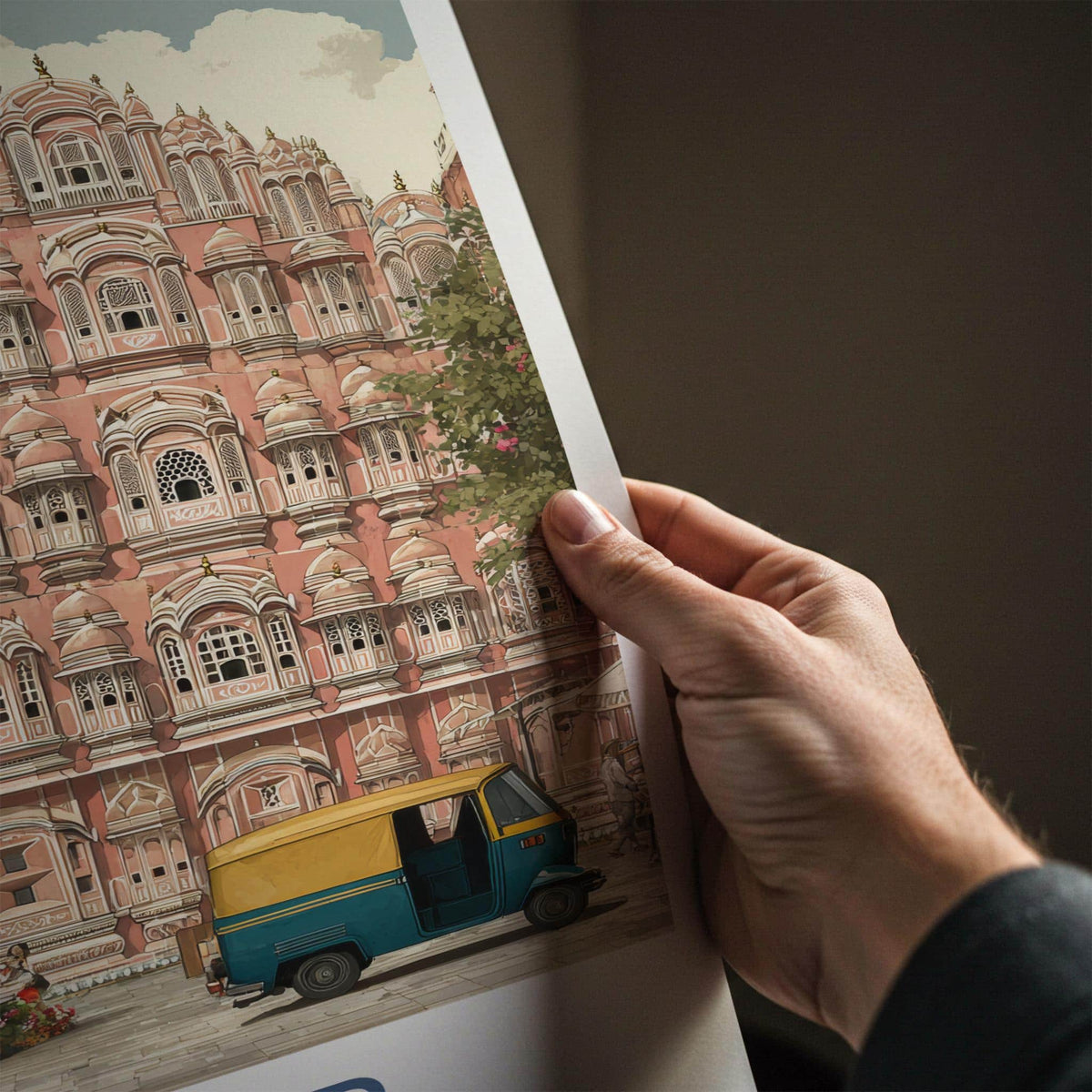 Jaipur Poster - India Travel Art - Rajasthan Pink Palace Facade Home Decor