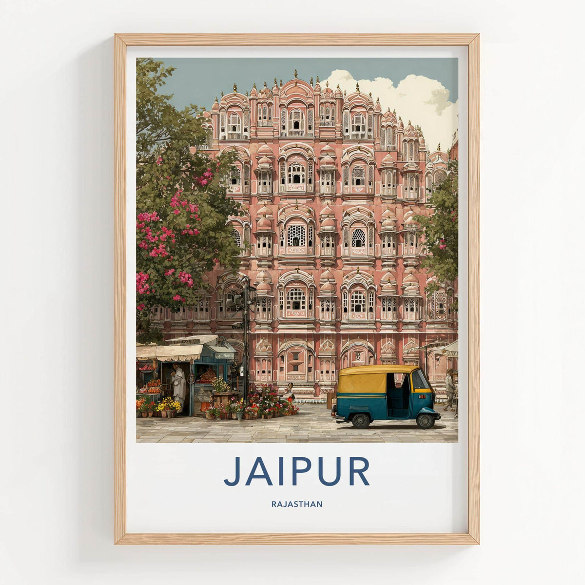 Jaipur Poster - India Travel Art - Rajasthan Pink Palace Facade Home Decor