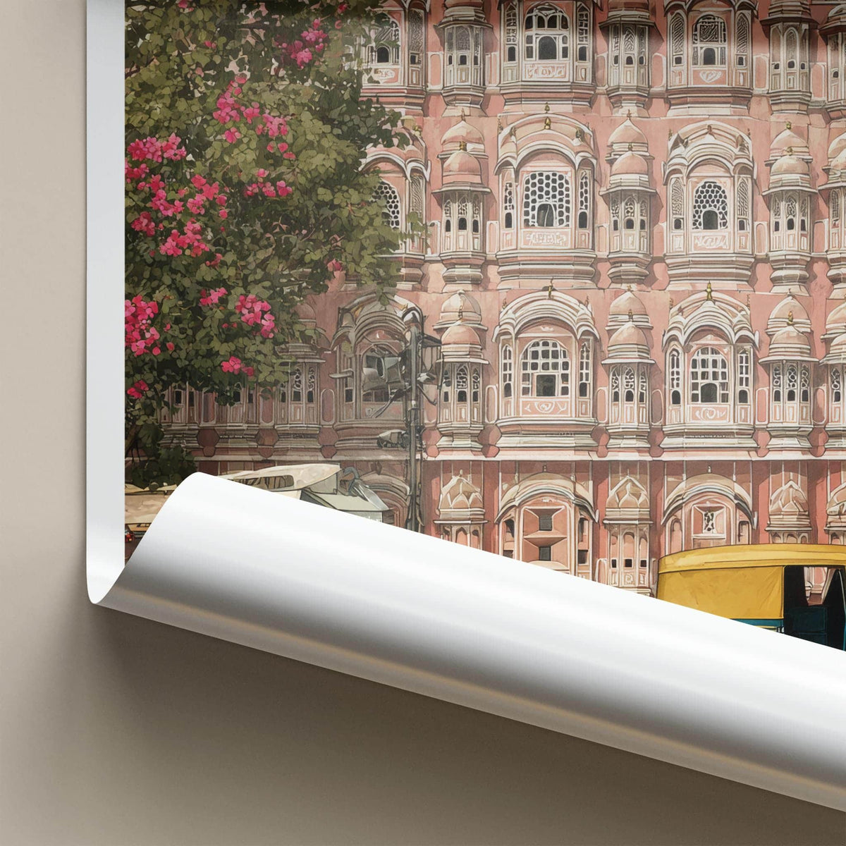 Jaipur Poster - India Travel Art - Rajasthan Pink Palace Facade Home Decor