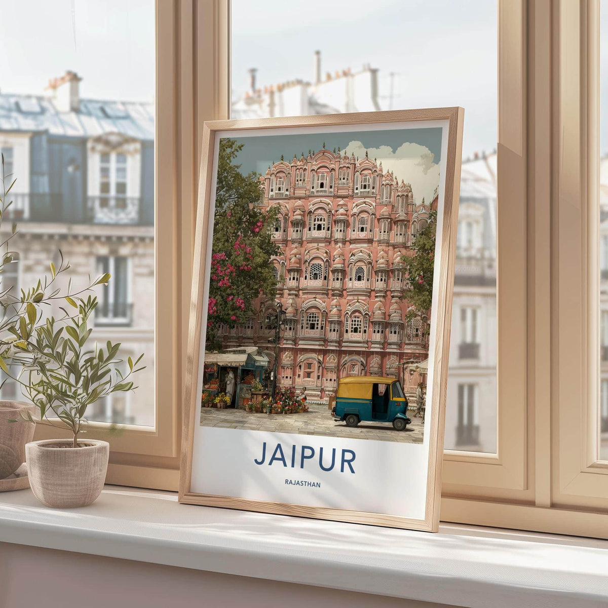 Jaipur Poster - India Travel Art - Rajasthan Pink Palace Facade Home Decor
