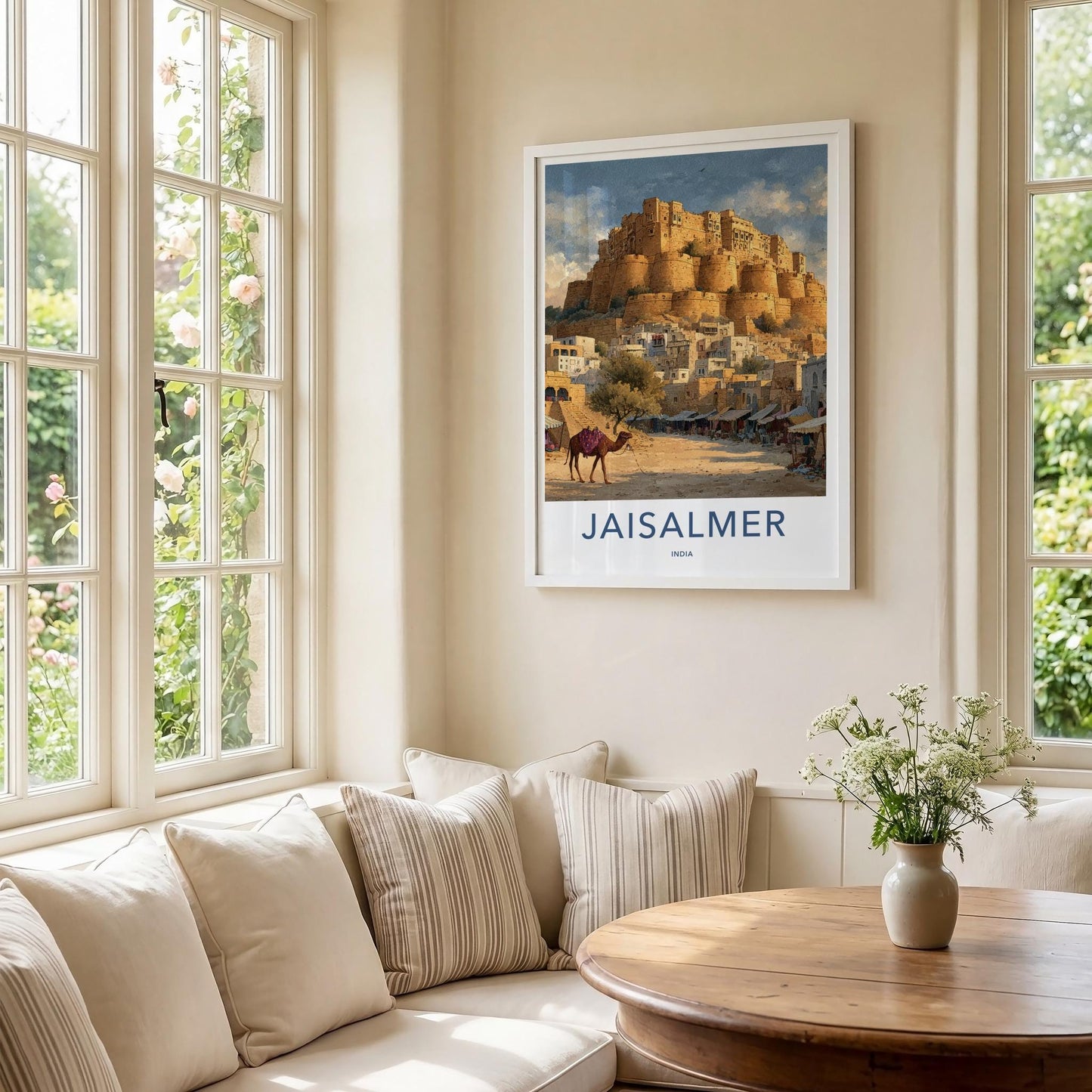 Jaisalmer Poster - India Travel Art - Rajasthan Desert Fort Camel Wall Decor