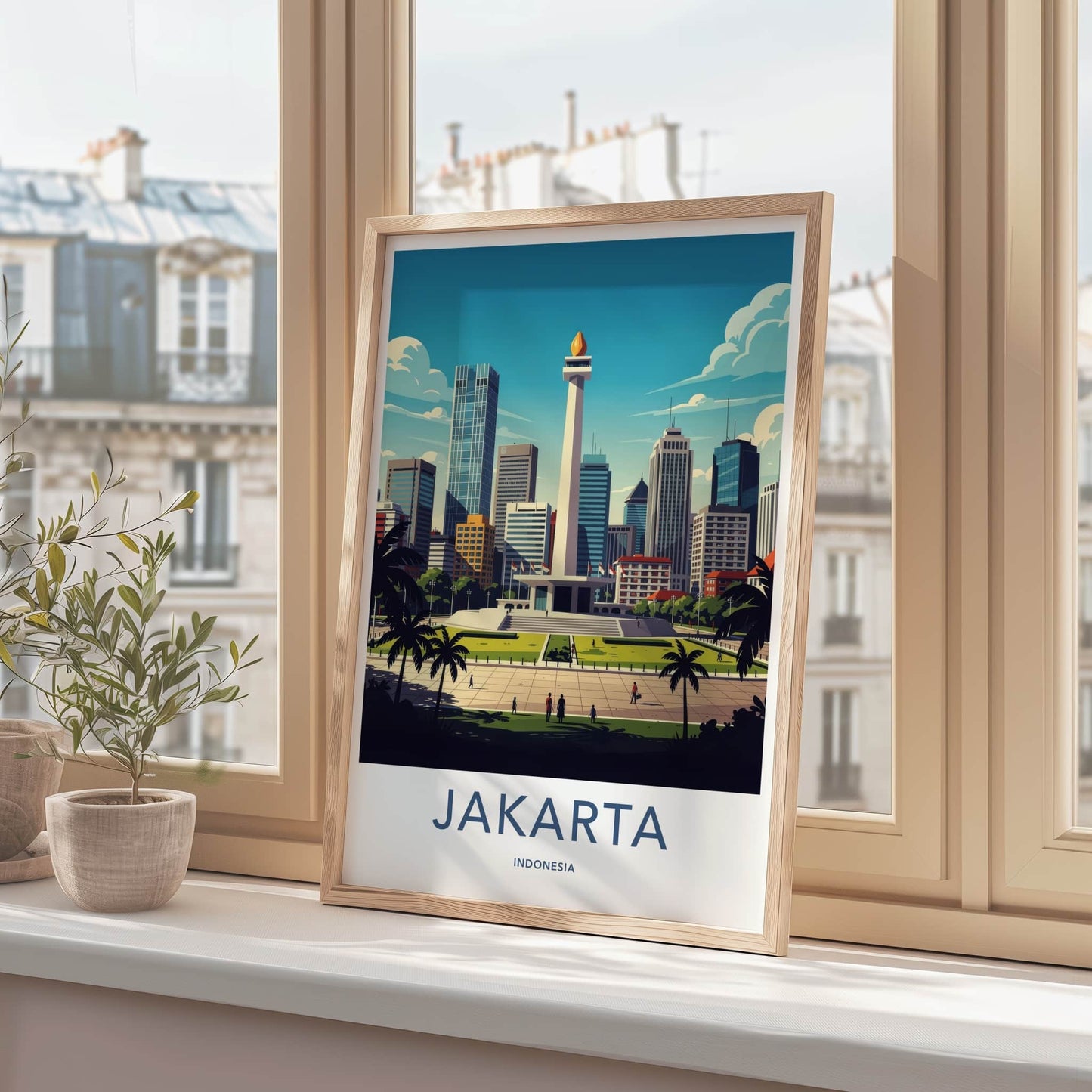 Jakarta Poster - Indonesia Art Print - Monument City Sky Gift