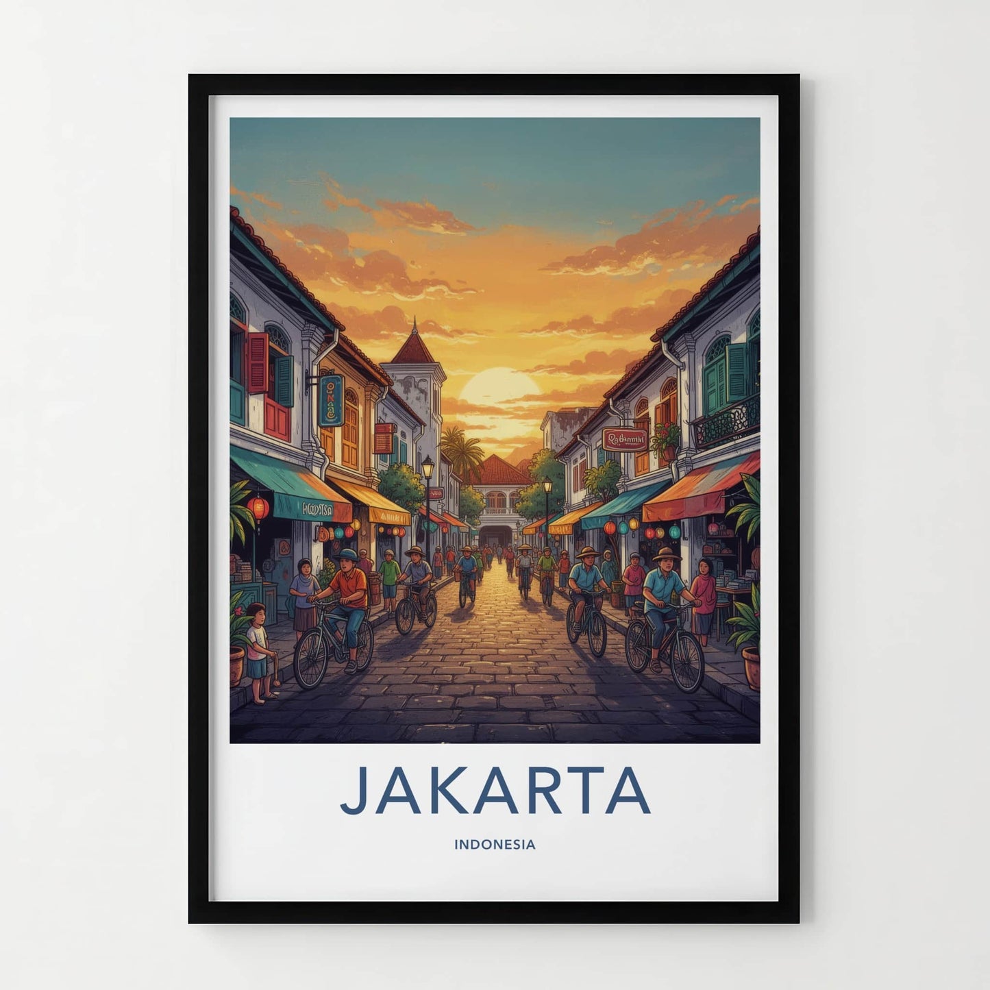 Jakarta Poster - Indonesia Travel Art - Bustling Street Sunset Home Decor