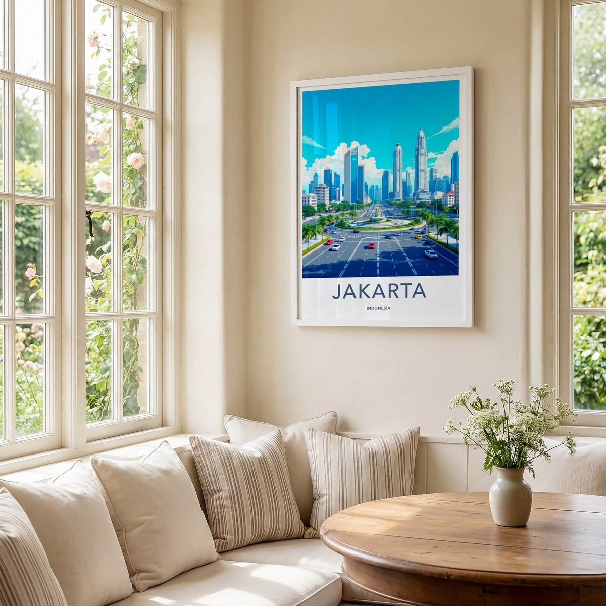 Jakarta Poster - Indonesia Travel Art - Bustling Urban Panorama Home Decor