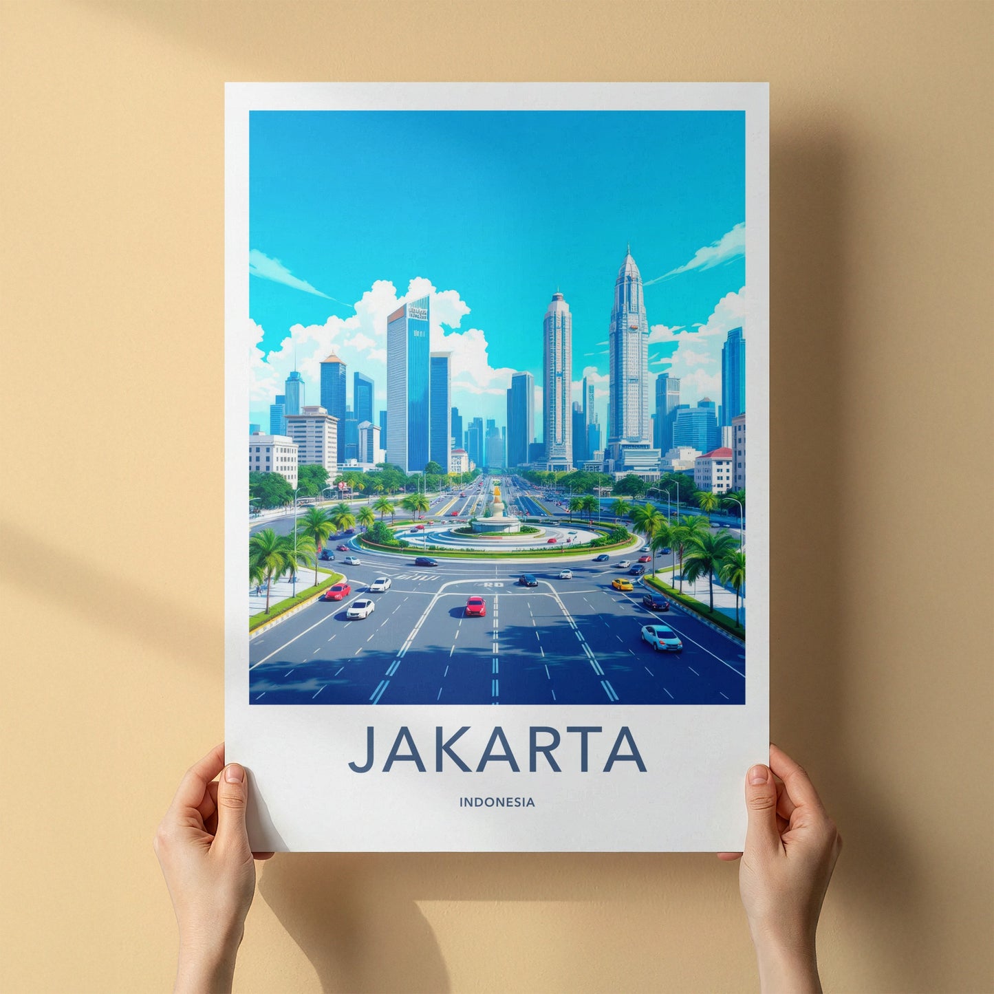Jakarta Poster - Indonesia Travel Art - Bustling Urban Panorama Home Decor