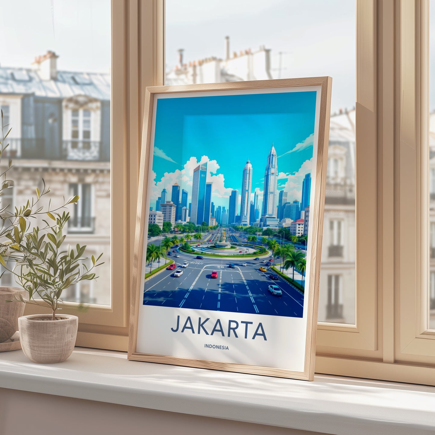 Jakarta Poster - Indonesia Travel Art - Bustling Urban Panorama Home Decor