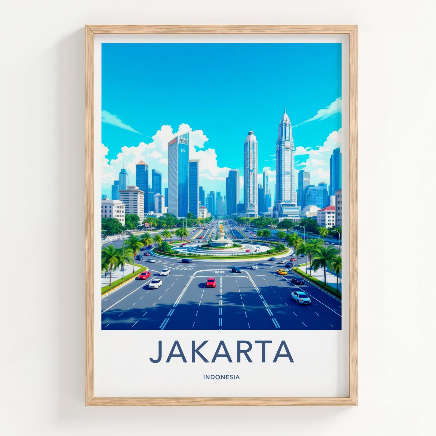 Jakarta Poster - Indonesia Travel Art - Bustling Urban Panorama Home Decor