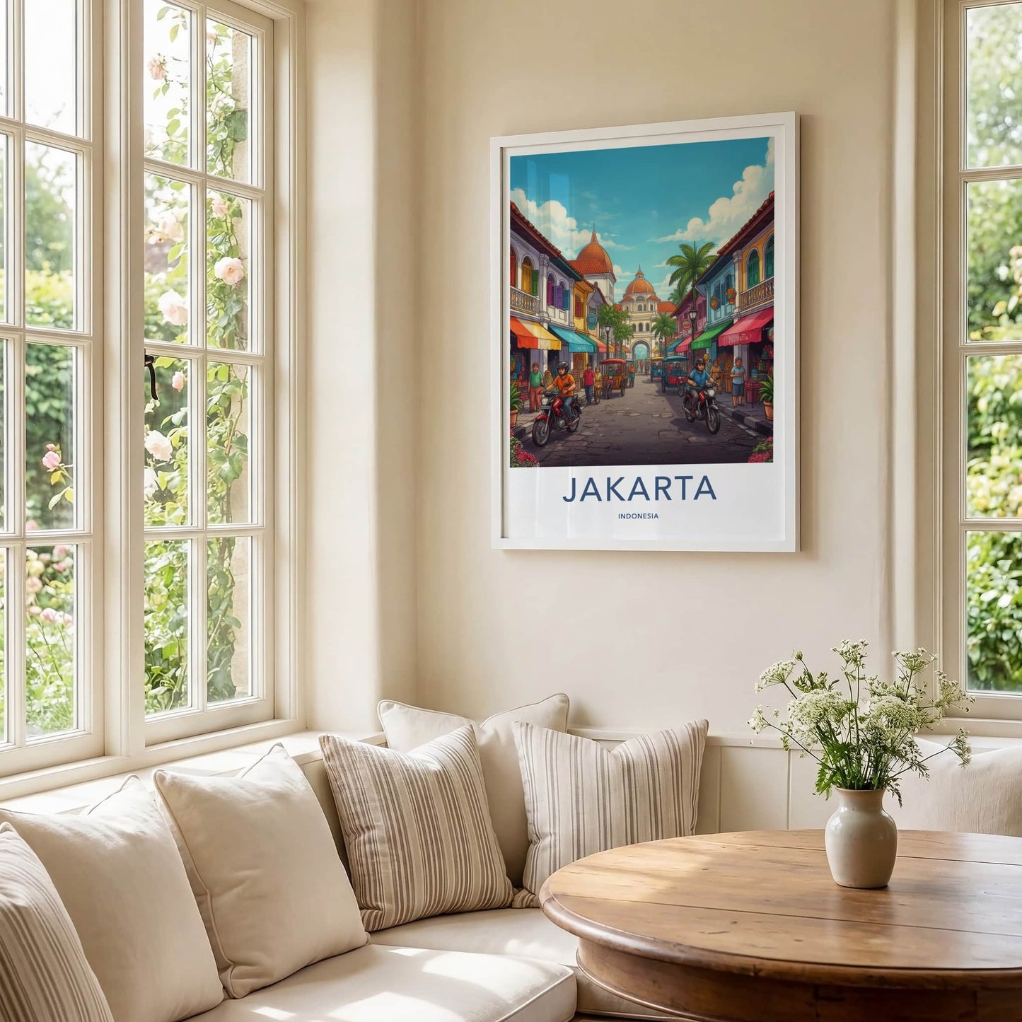 Jakarta Poster - Indonesia Travel Art - Colorful City Street Home Decor