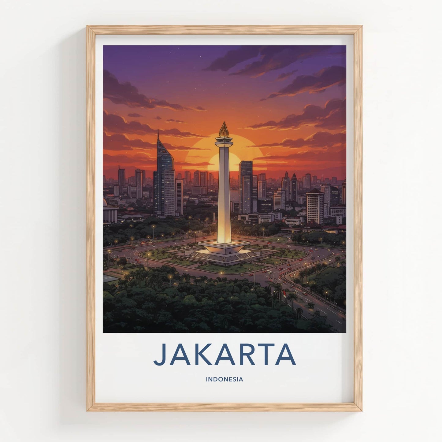 Jakarta Poster - Indonesia Travel Art - Monumental City View Wall Decor