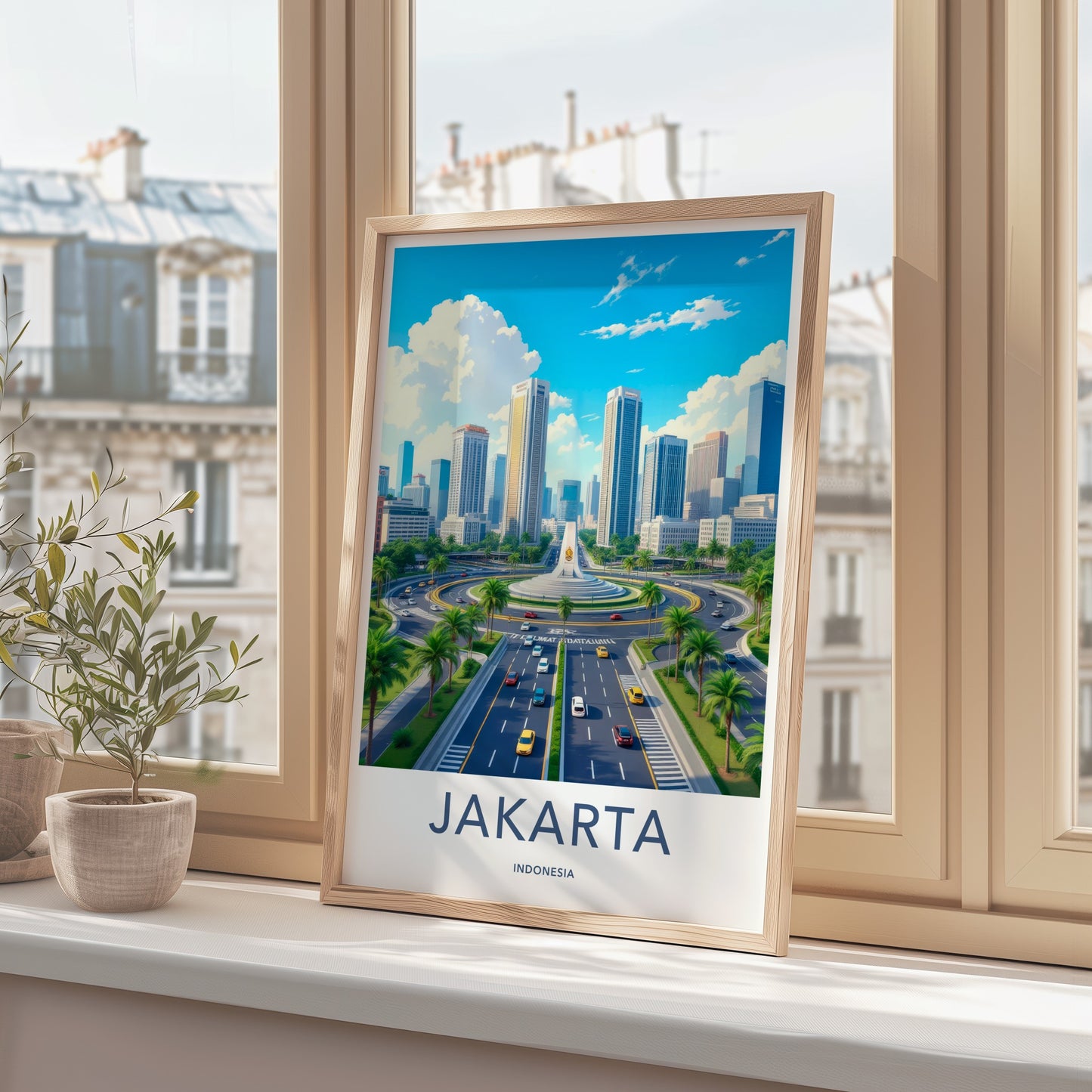 Jakarta Poster - Indonesia Travel Art - Urban Skyscraper Road Home Decor
