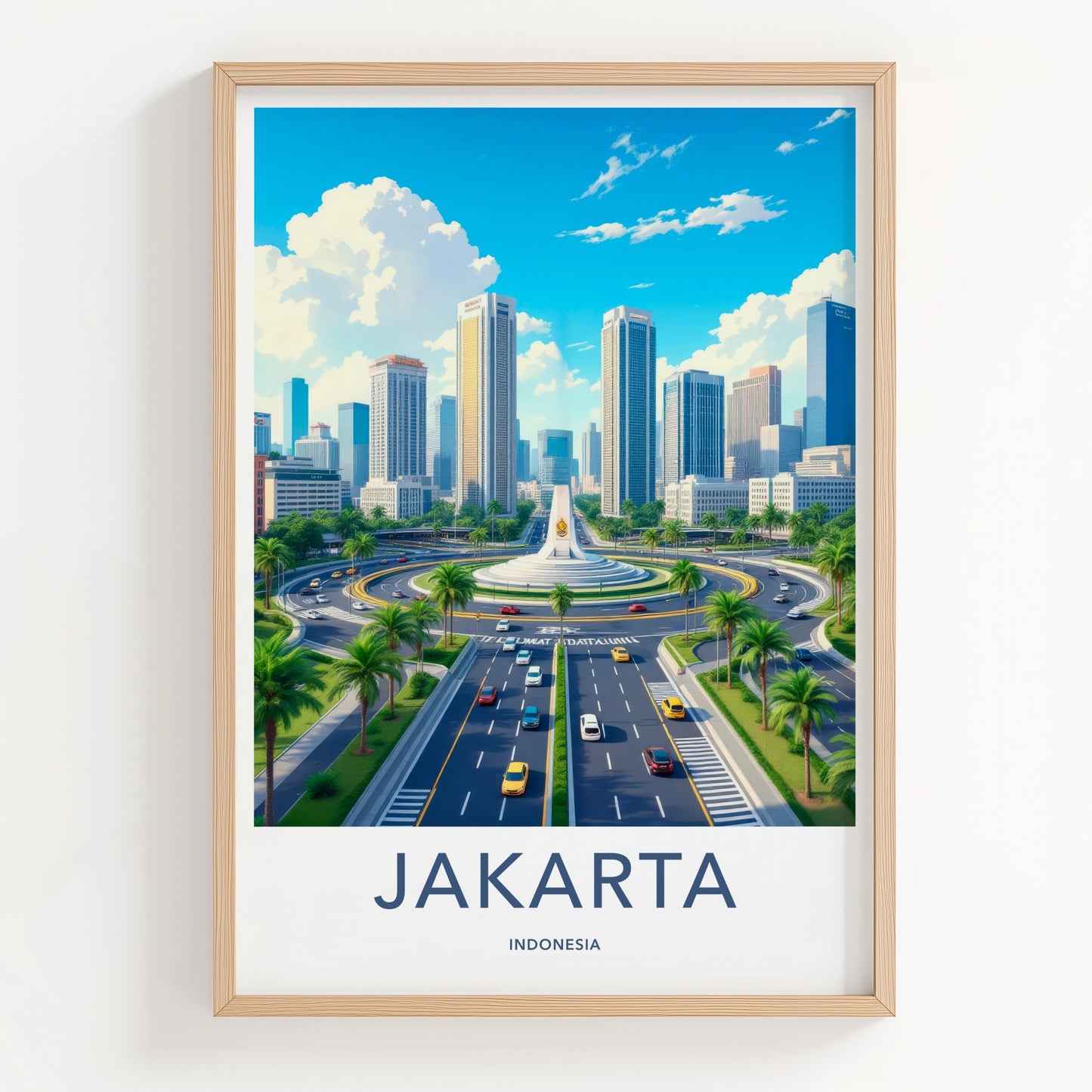 Jakarta Poster - Indonesia Travel Art - Urban Skyscraper Road Home Decor
