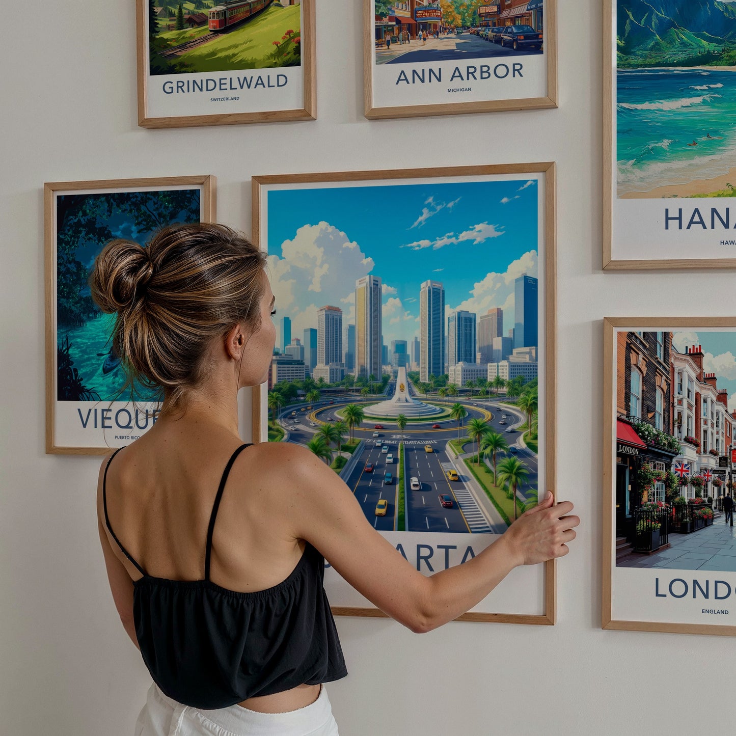 Jakarta Poster - Indonesia Travel Art - Urban Skyscraper Road Home Decor