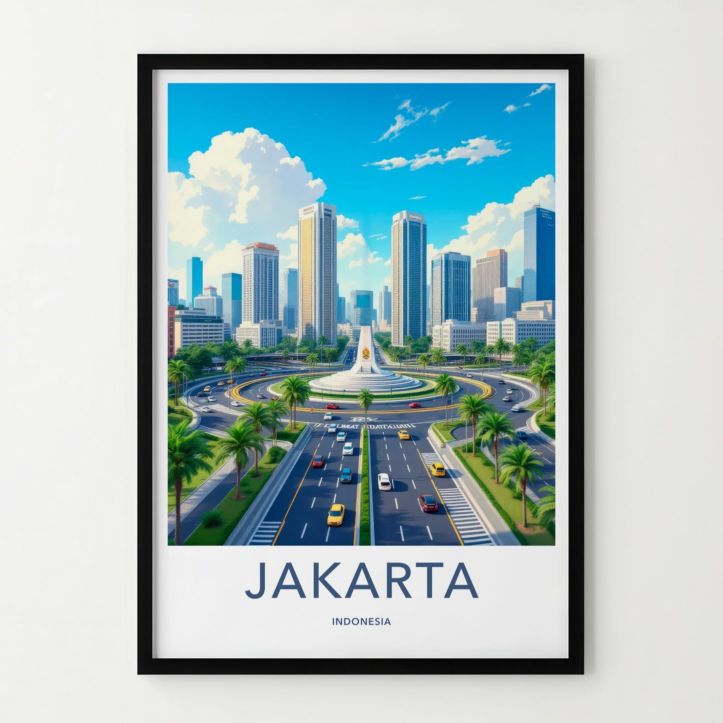 Jakarta Poster - Indonesia Travel Art - Urban Skyscraper Road Home Decor