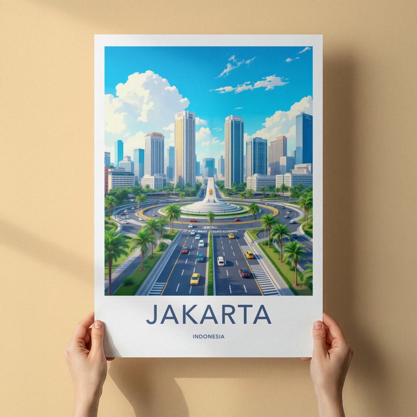 Jakarta Poster - Indonesia Travel Art - Urban Skyscraper Road Home Decor