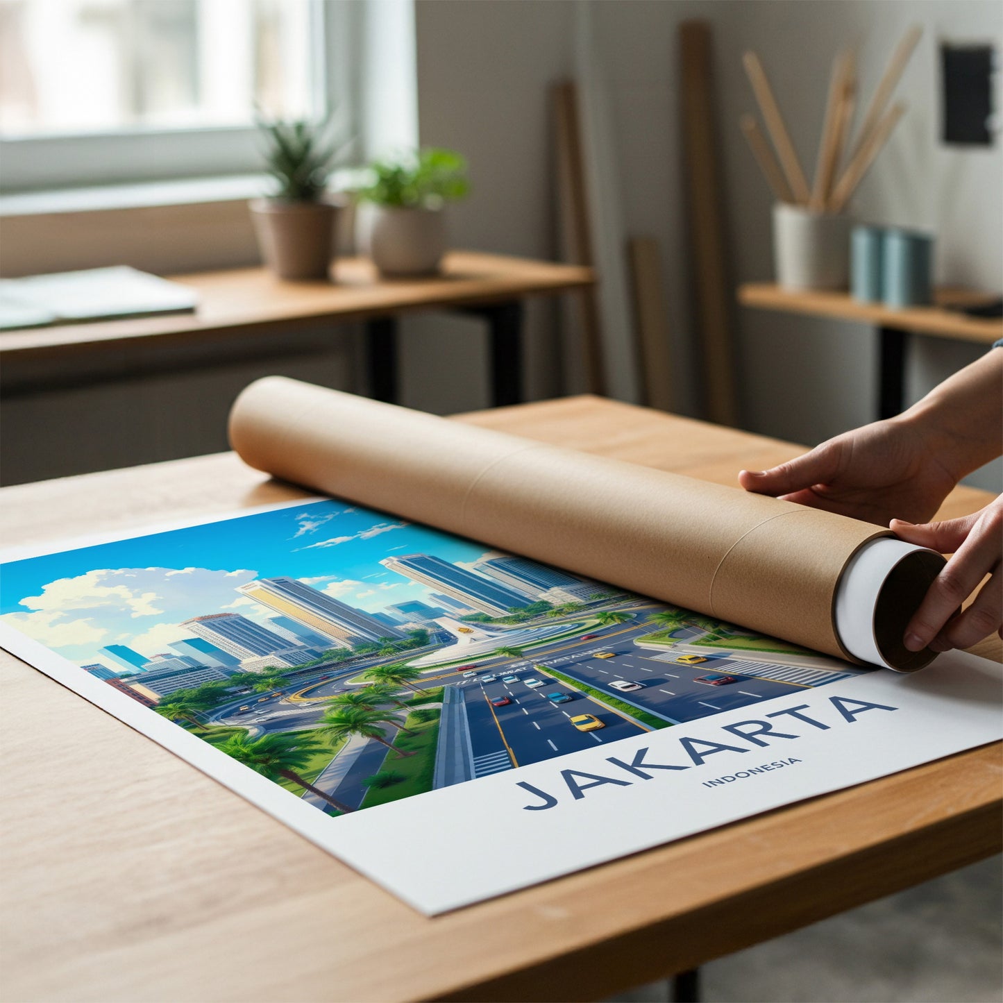 Jakarta Poster - Indonesia Travel Art - Urban Skyscraper Road Home Decor