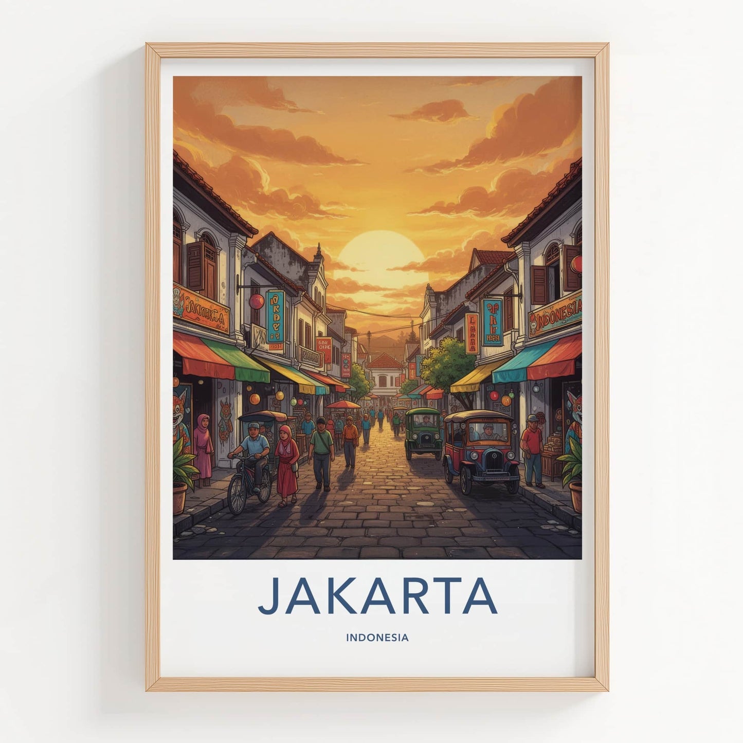 Jakarta Poster - Indonesia Travel Art - Vibrant Street Scene Home Decor