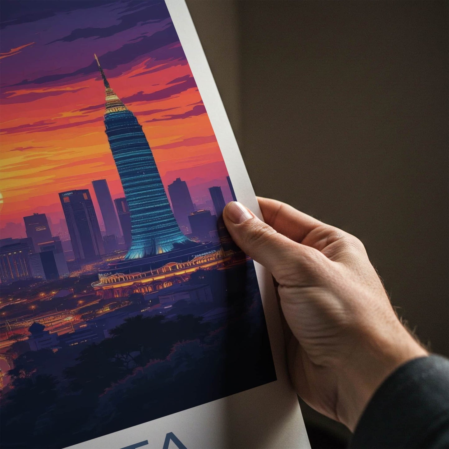 Jakarta Poster - Indonesia Travel Print - Vibrant City Sunset Gallery Art