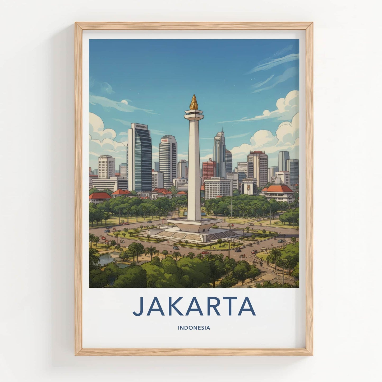 Jakarta Poster - Indonesia Wall Art - Monas Landmark City Home Decor