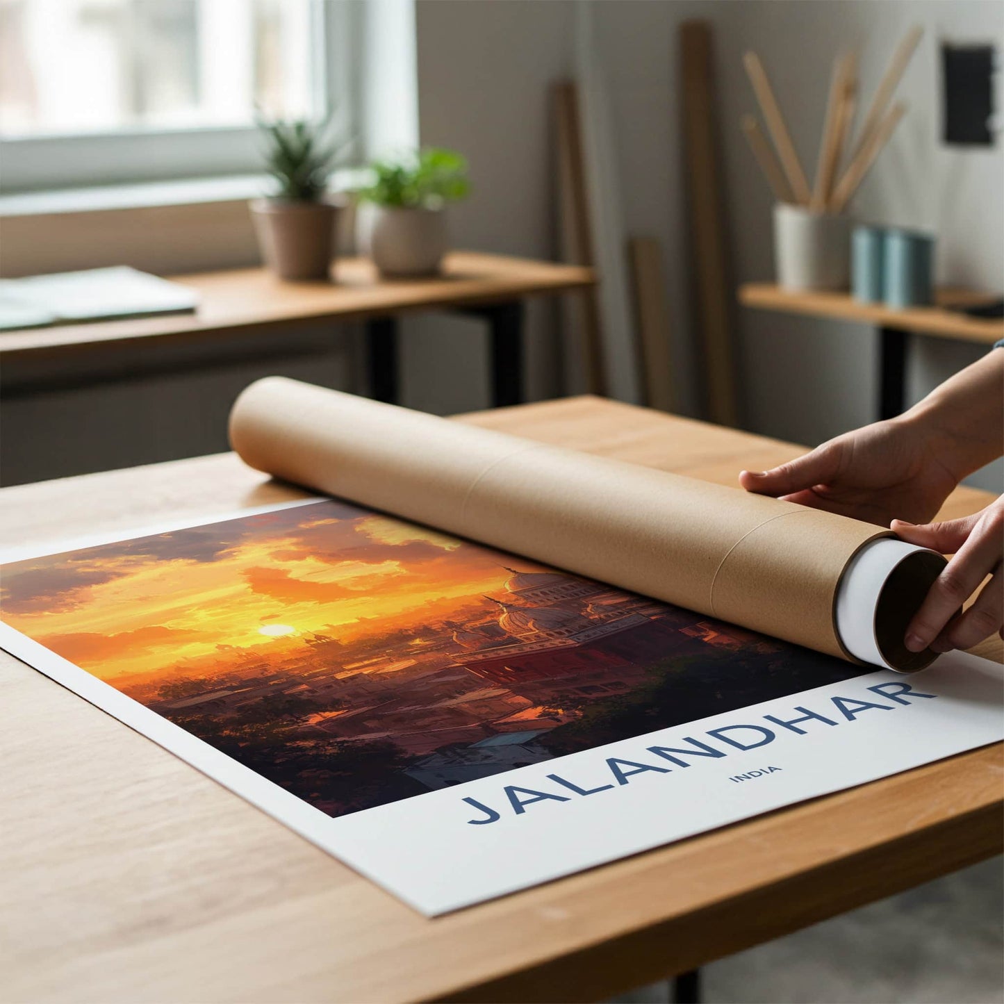 Jalandhar Poster - India Art Print - Punjab City Sunset Glow Wall Decor