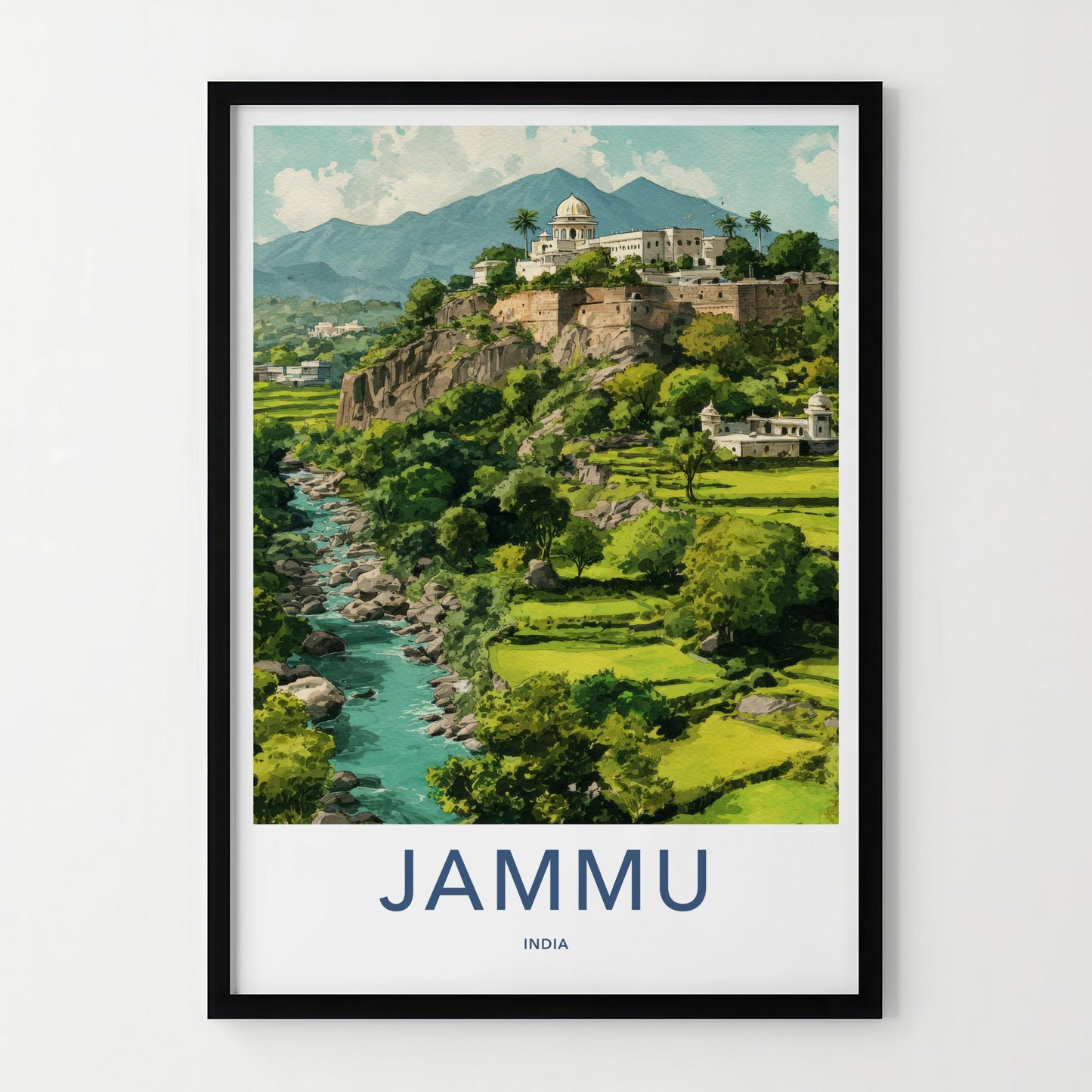 Jammu Poster - India Travel Art - Jammu Kashmir Temple Home Decor