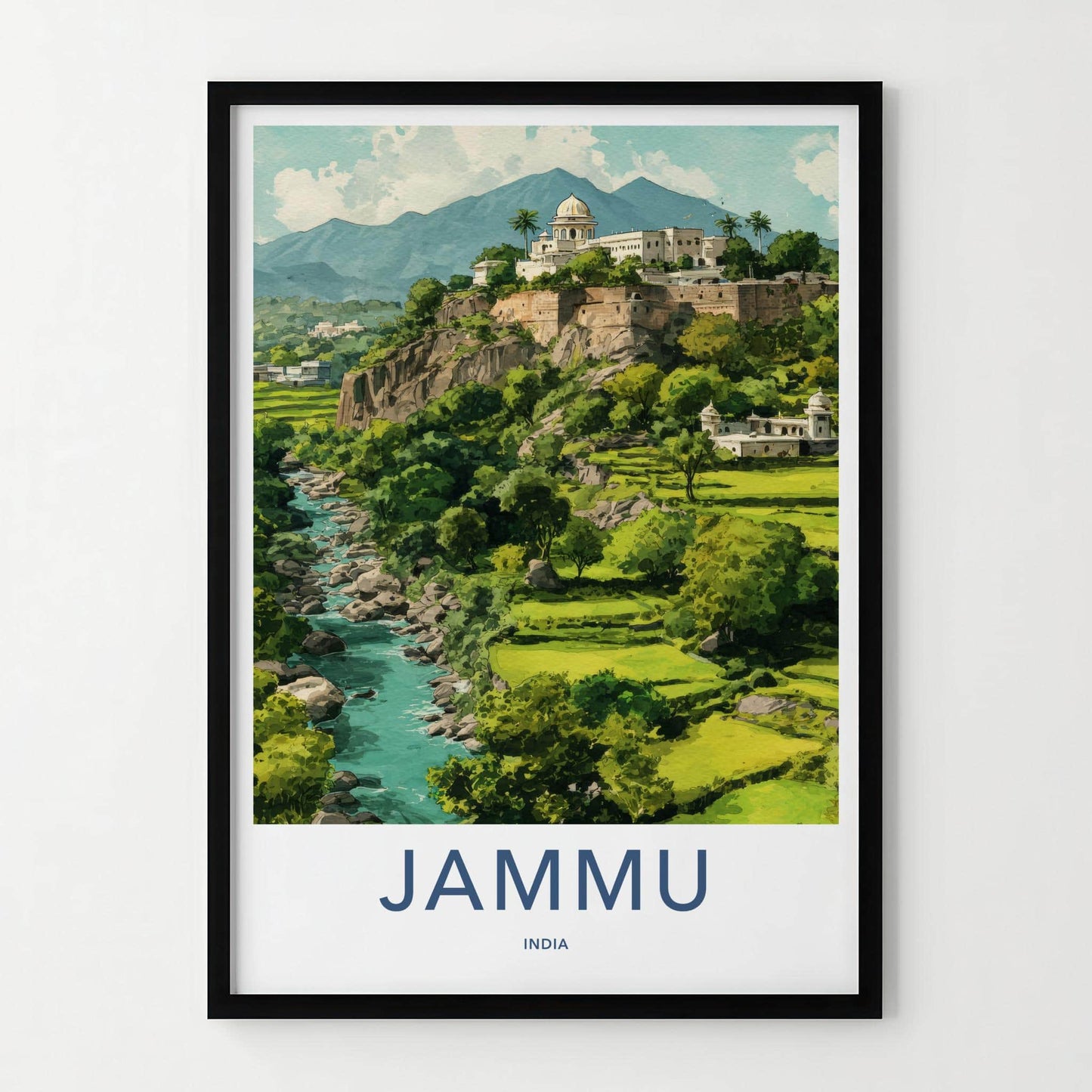 Jammu Poster - India Travel Art - Jammu Kashmir Temple Home Decor