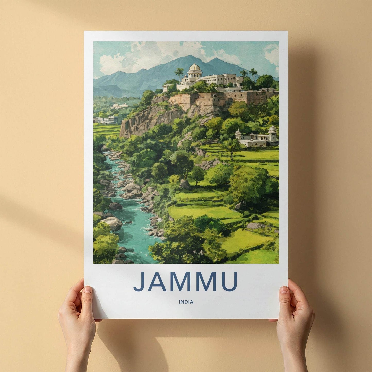 Jammu Poster - India Travel Art - Jammu Kashmir Temple Home Decor