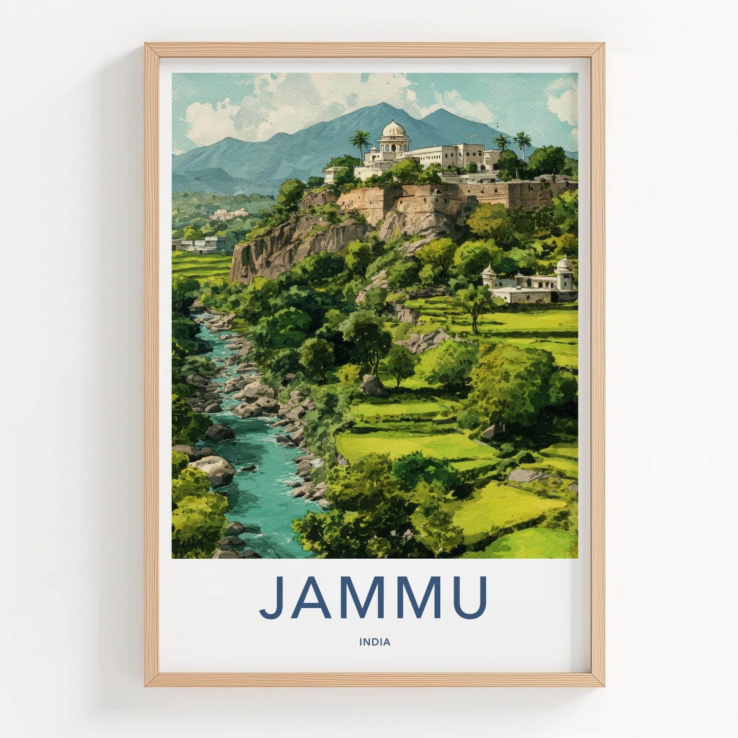 Jammu Poster - India Travel Art - Jammu Kashmir Temple Home Decor