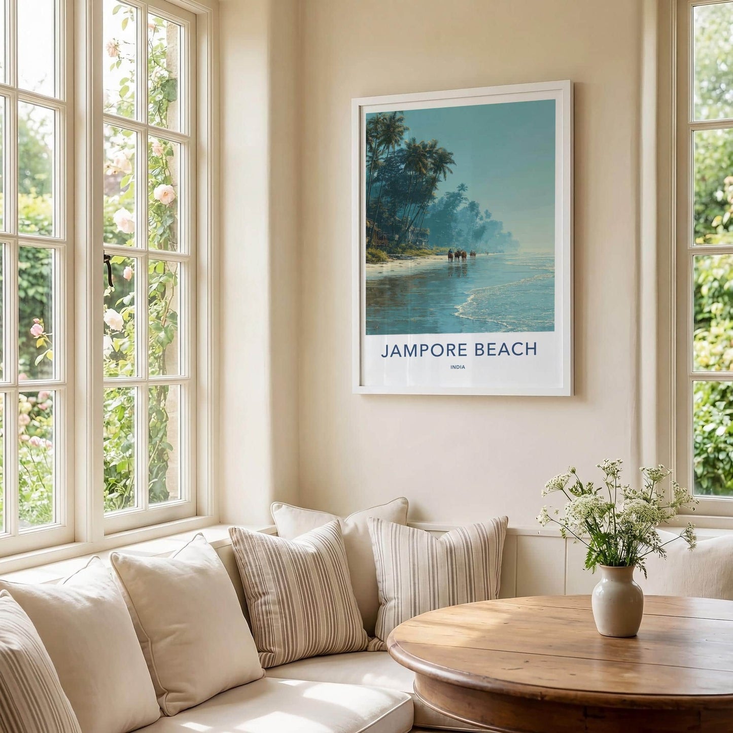 Jampore Beach Poster - India Framed Print - Daman Beach Horses Framed Decor