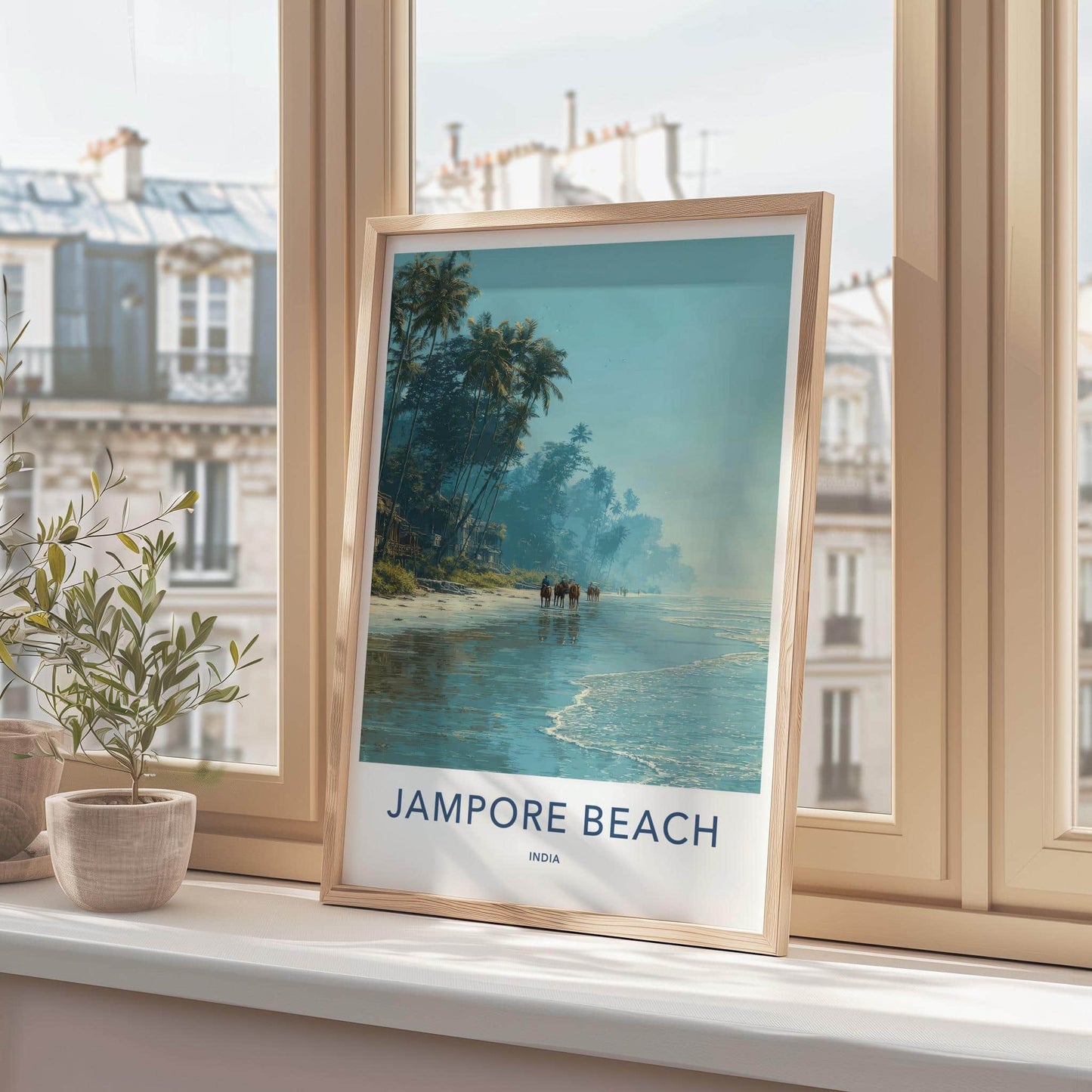 Jampore Beach Poster - India Framed Print - Daman Beach Horses Framed Decor
