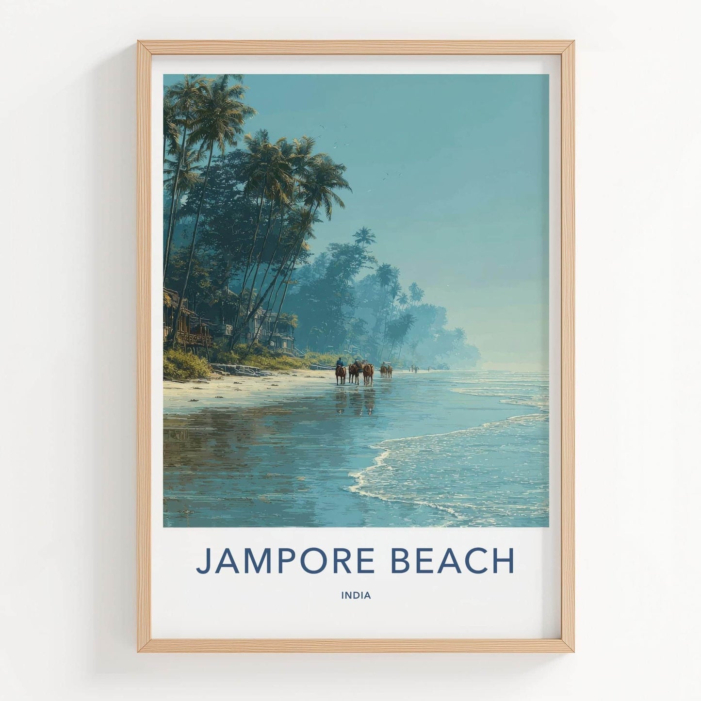 Jampore Beach Poster - India Framed Print - Daman Beach Horses Framed Decor