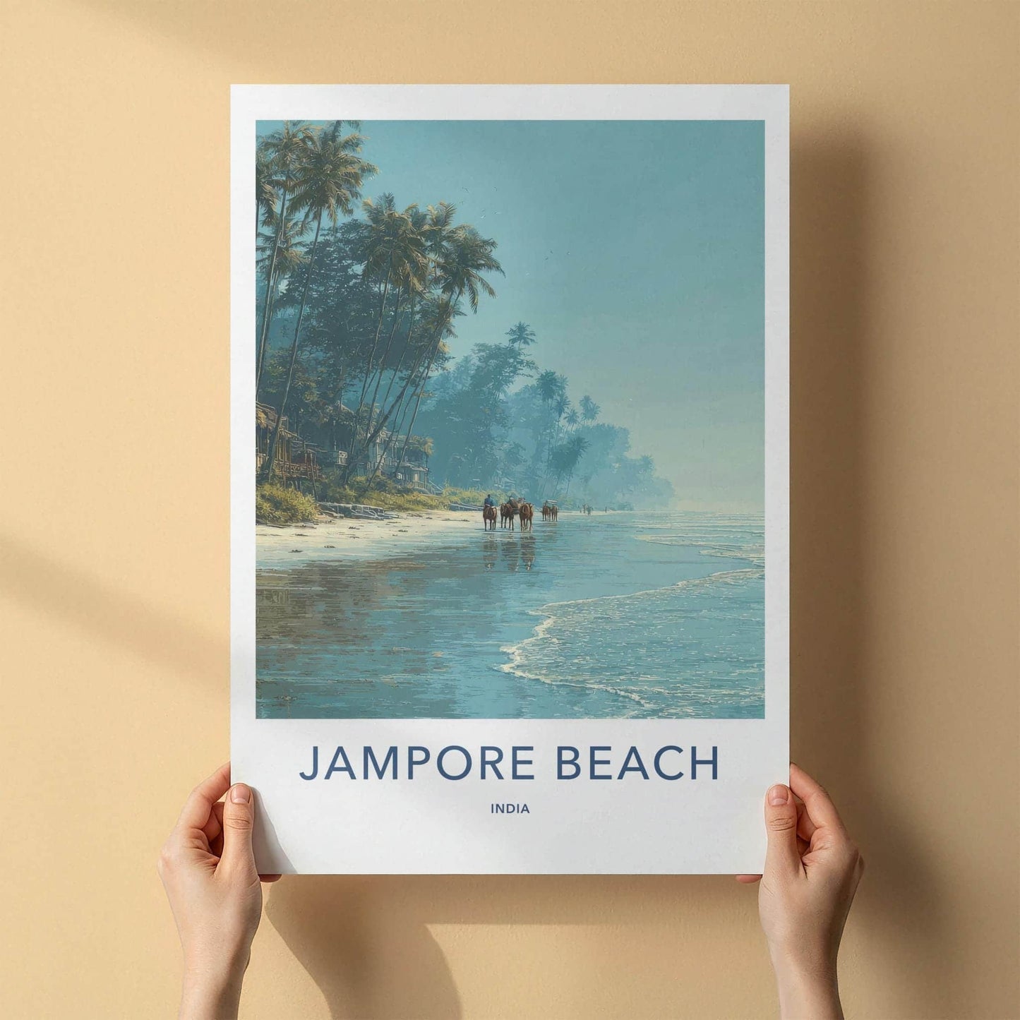 Jampore Beach Poster - India Framed Print - Daman Beach Horses Framed Decor