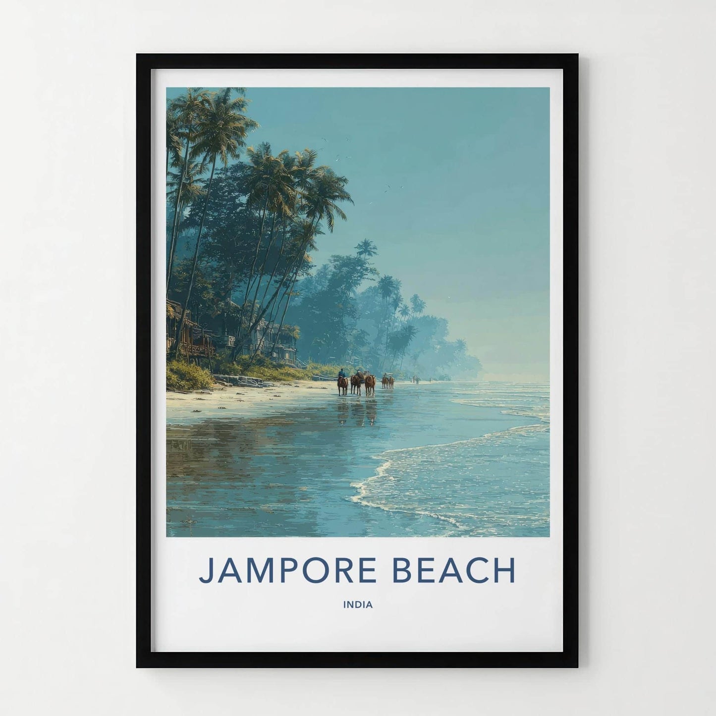 Jampore Beach Poster - India Framed Print - Daman Beach Horses Framed Decor
