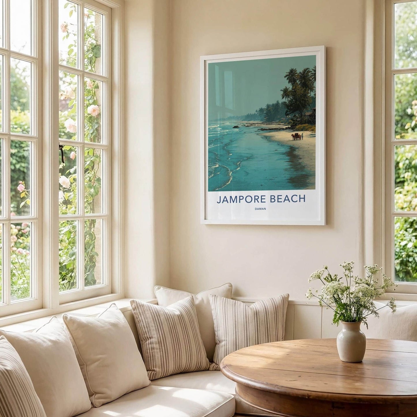 Jampore Beach Poster - India Travel Art - Daman Tropical Beach Scene Home Decor