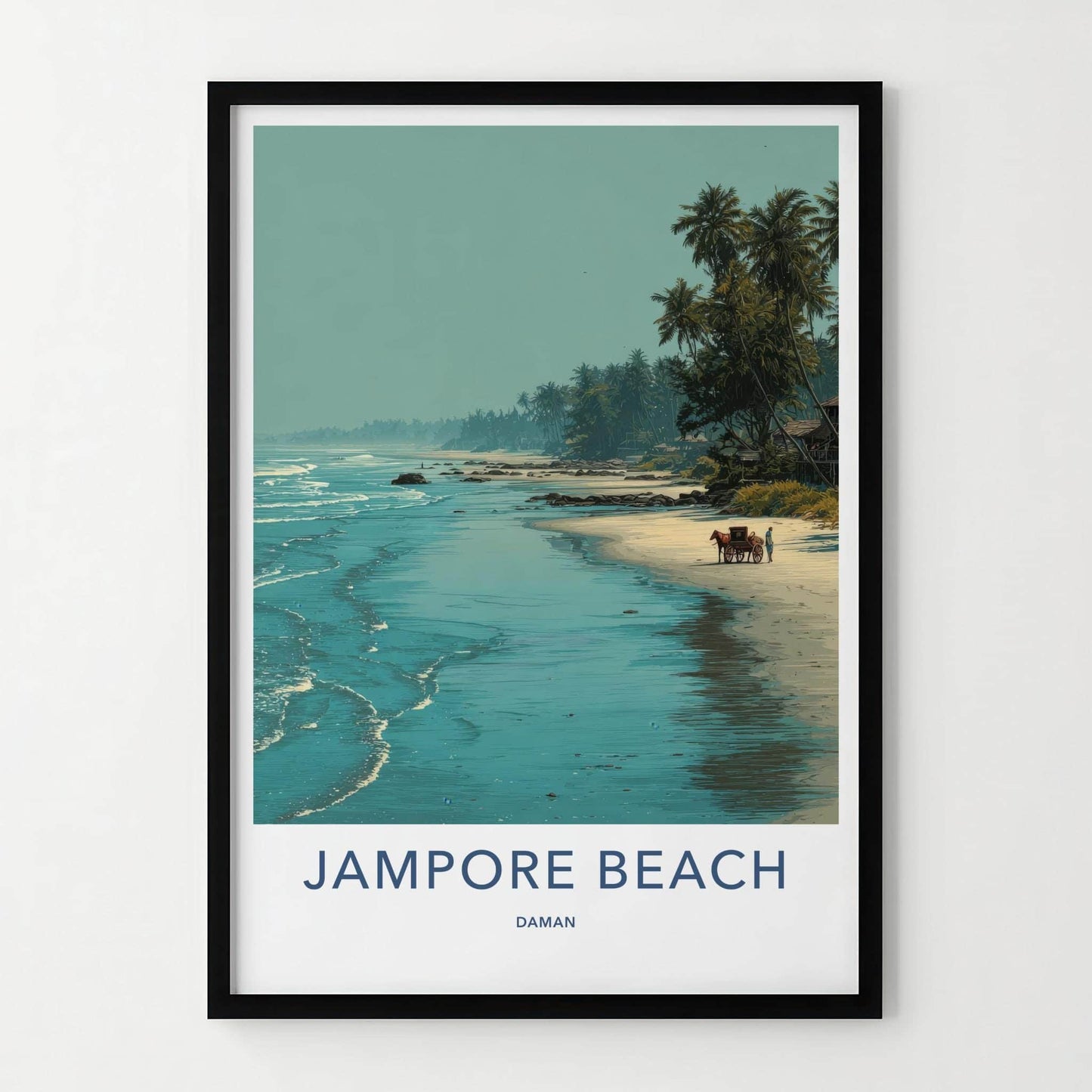 Jampore Beach Poster - India Travel Art - Daman Tropical Beach Scene Home Decor