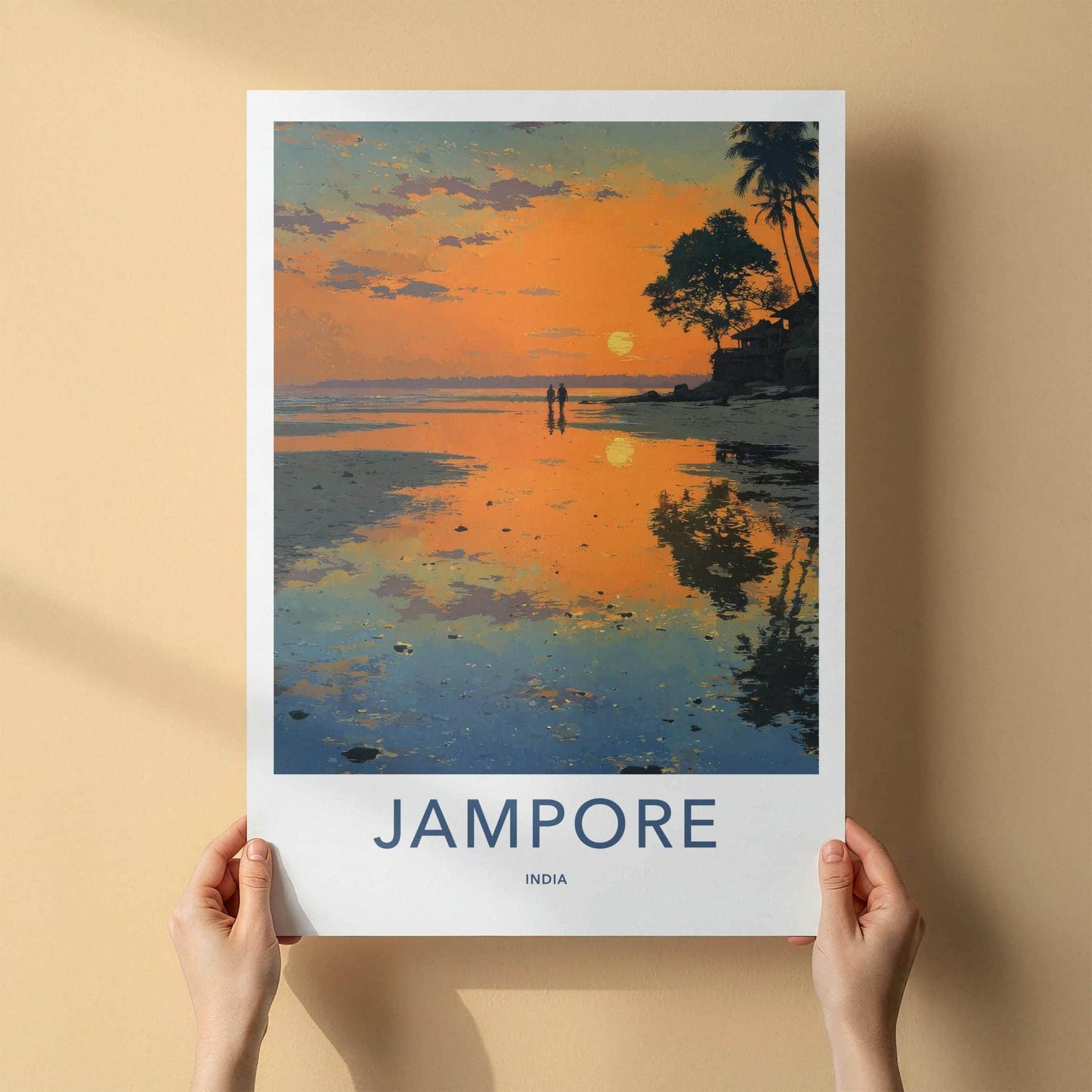 Jampore Poster - India Fine Art - Daman Diu Sunset Beach Walk Gift
