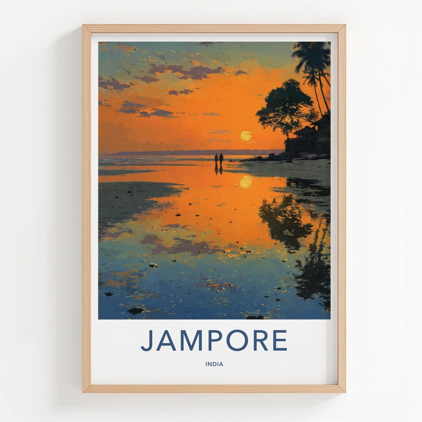 Jampore Poster - India Fine Art - Daman Diu Sunset Beach Walk Gift