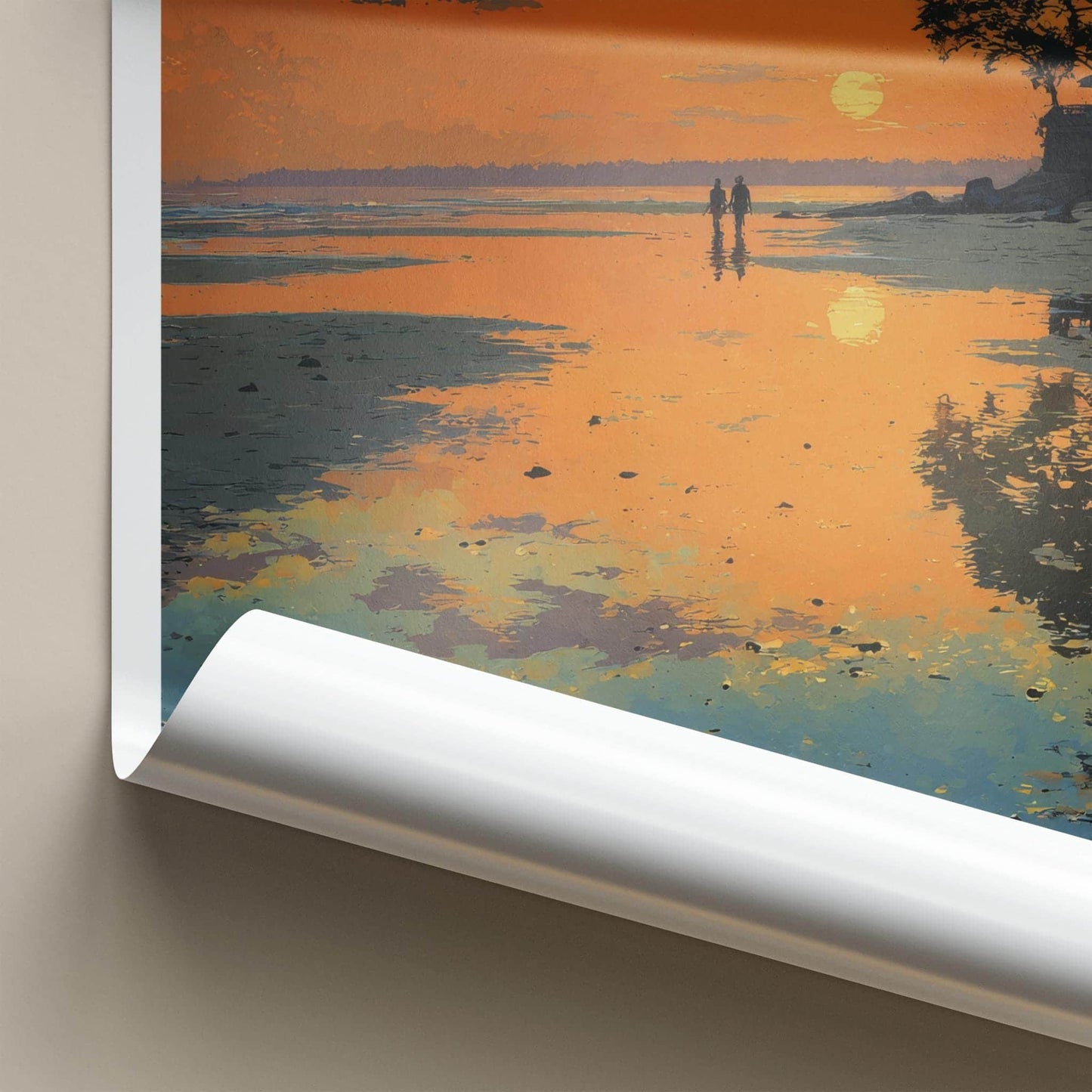 Jampore Poster - India Fine Art - Daman Diu Sunset Beach Walk Gift